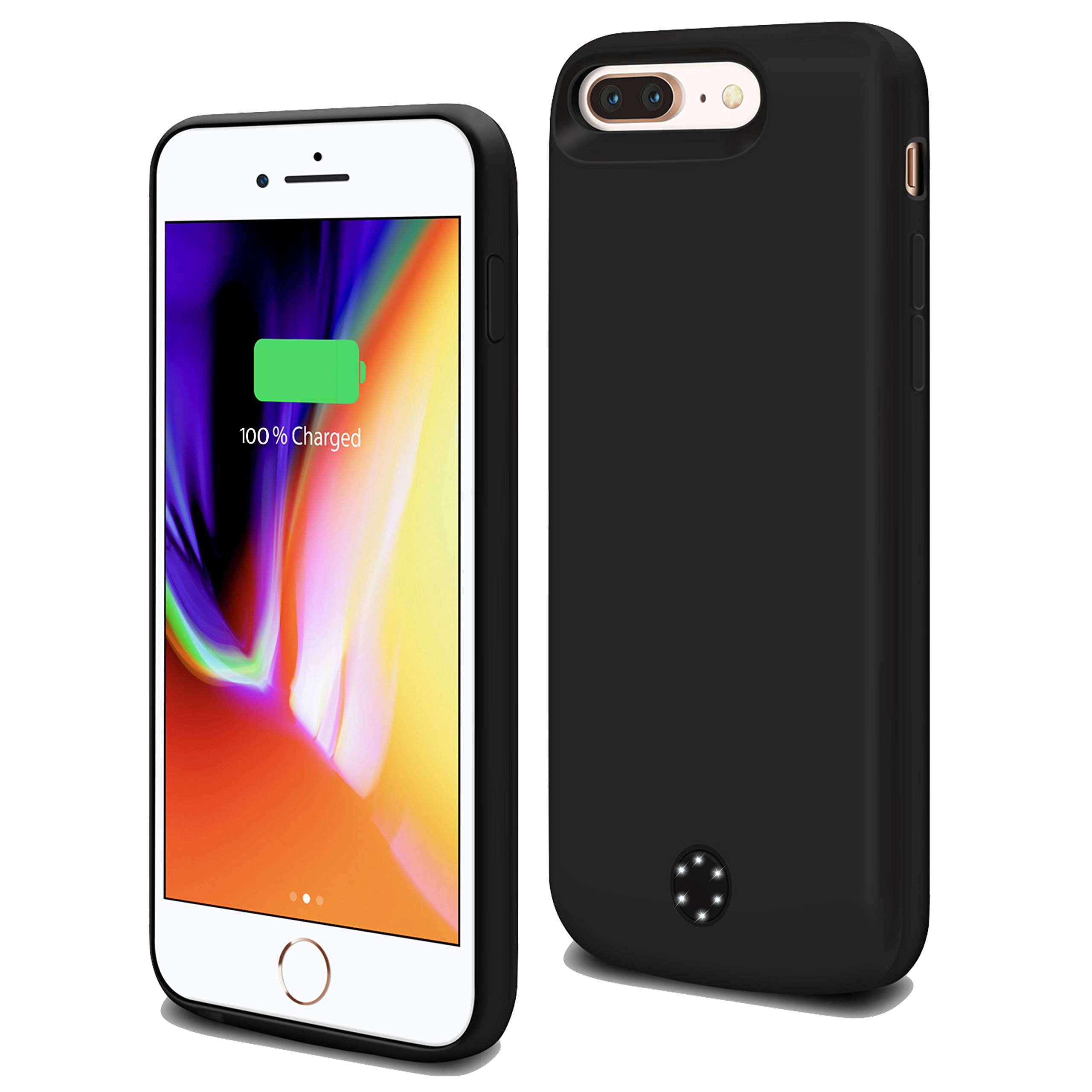 NRO [Upgraded] Battery Case for iPhone 7 Plus / 8 Plus (5.5”) 7200mAh Portable Case Charger with Tempered Glass Screen Protector + Metal Ring Stand