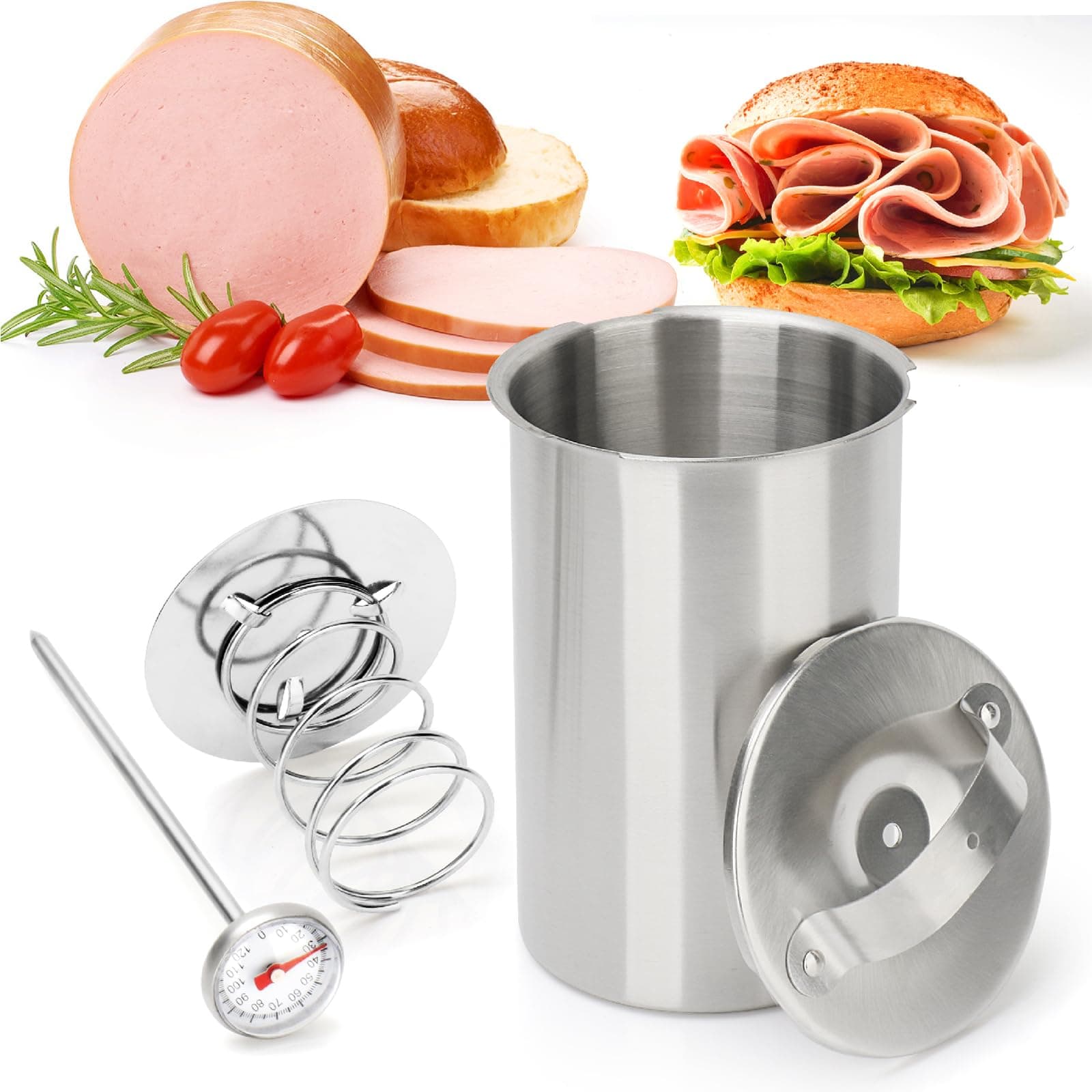 Ham Maker Stainless Steel Ham Maker Meat Press with Thermometer for Homemade Ham Meat