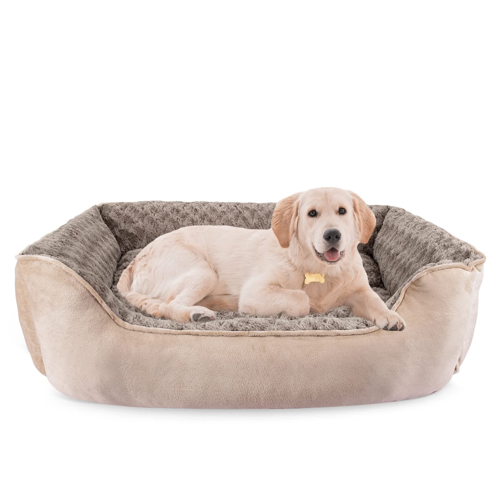 JOEJOY Rectangle Dog Bed for Large Medium Small Dogs - Washable Orthopedic Sofa Bed, Soft Breathable Puppy & Pet Cuddler, Durable Calming Dog Bed with Anti-Slip Bottom, Multiple Sizes, Beige