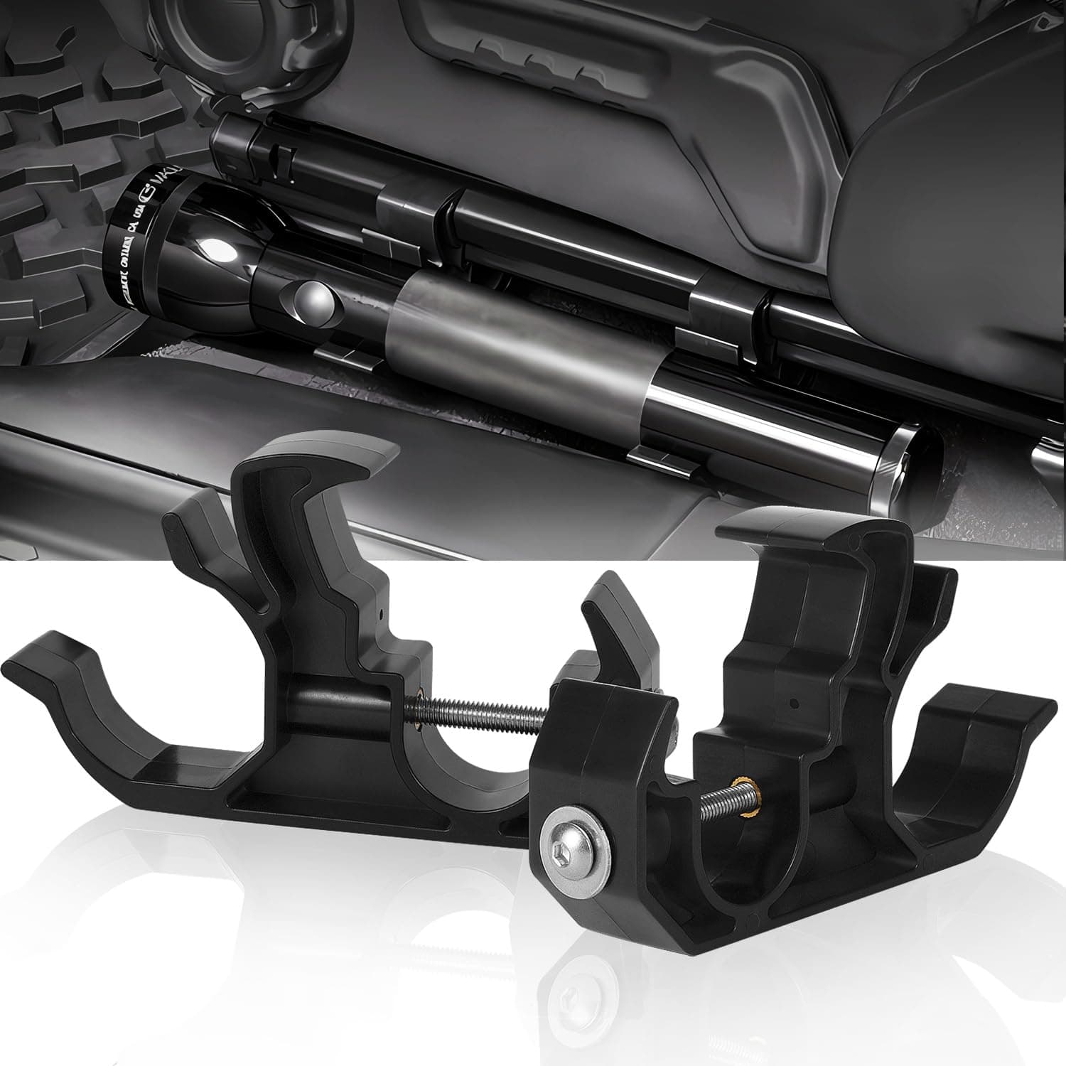 sixcow Flashlight Holder Bracket Mount for Jeep - Suitable for 2018-2023 Jeep Wrangler Unlimited 4-Door JL & 2020-2023 Jeep Gladiator JT