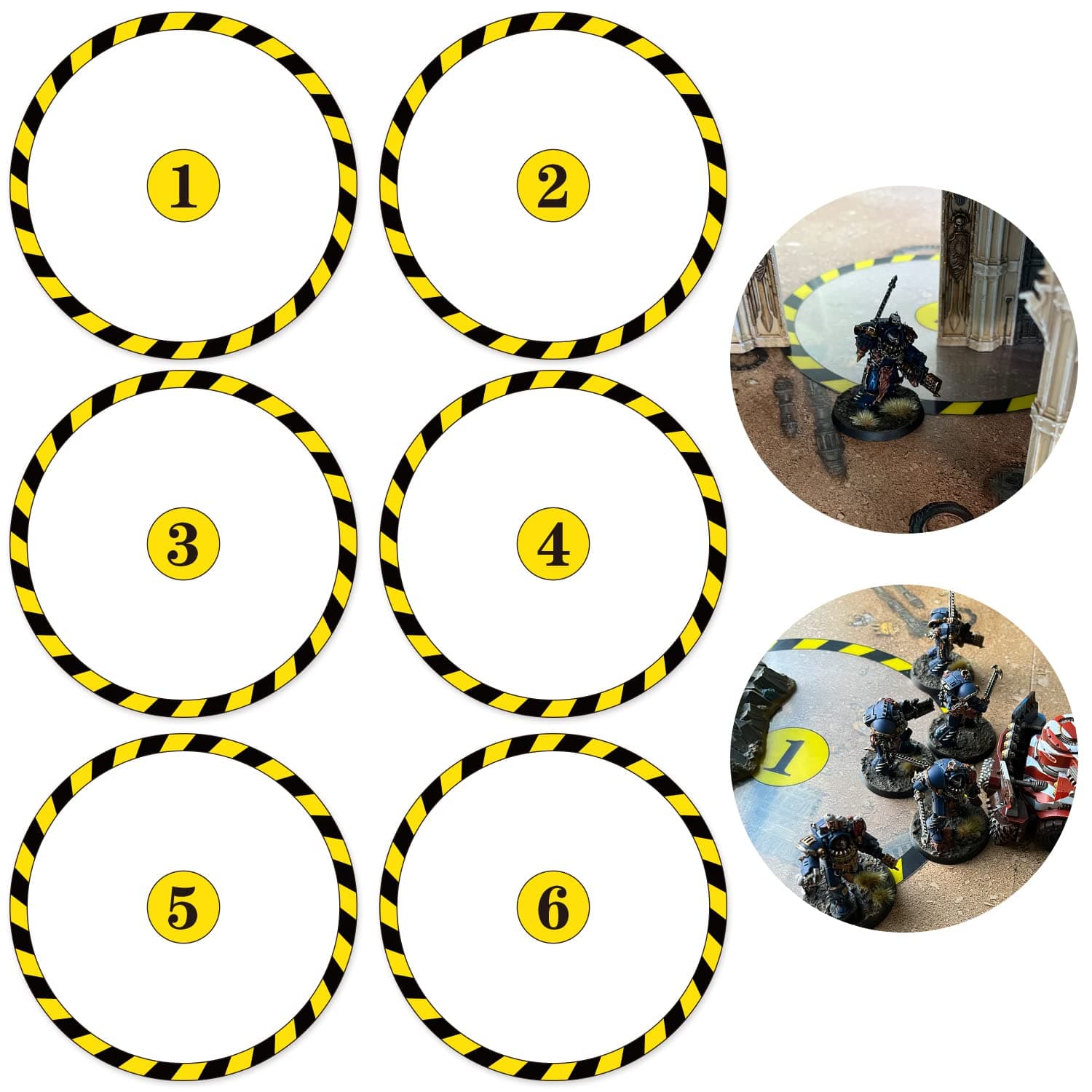 Jucoci Objective Point Markers 6PCS Set Objective Marker Compatible with Wargame, Warhammer 40k(Yellow Version 1) (Miniature Not Included)