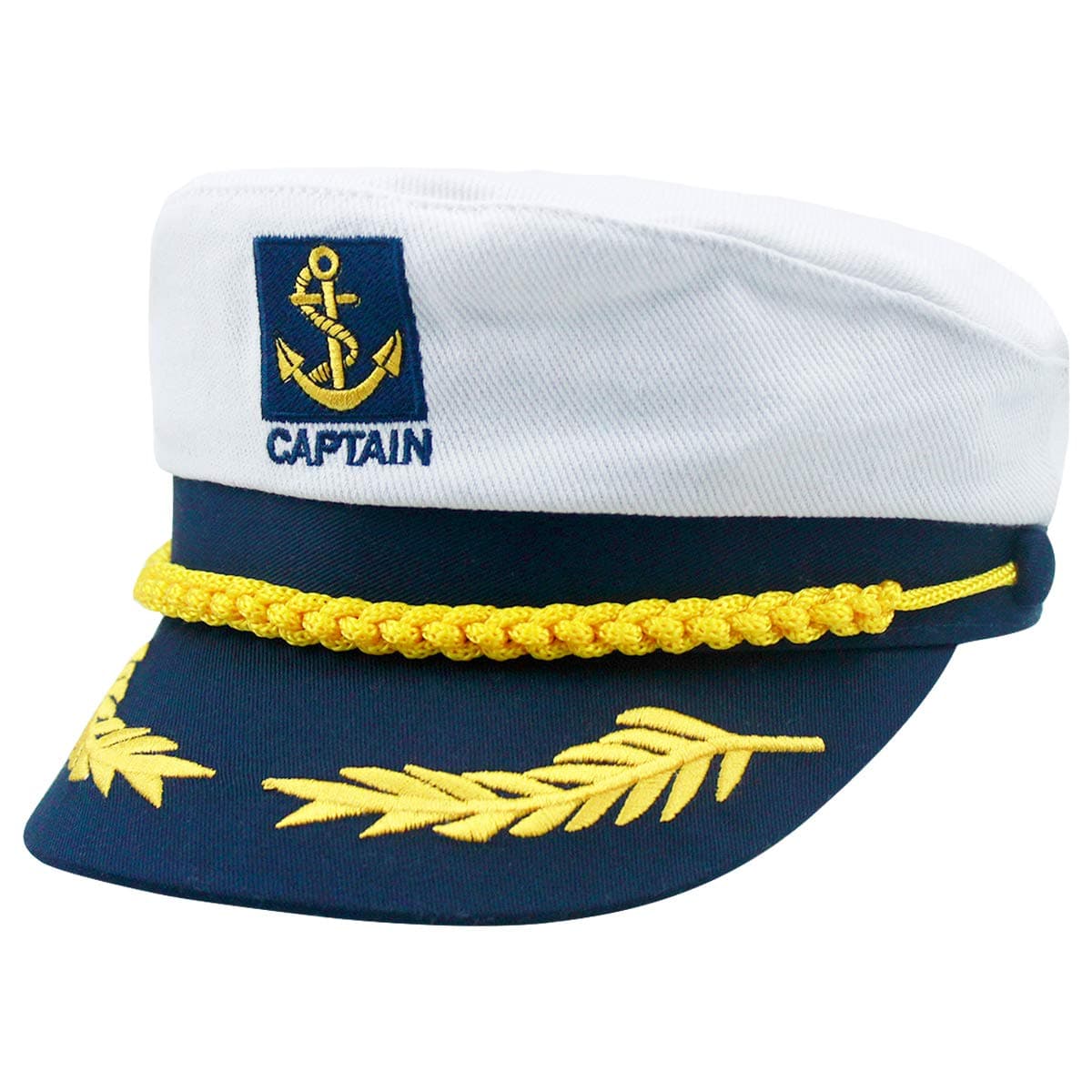 Sailor Hat White Captains Cap Adjustable(20.47“-21.25”) -Costume for Children Perfect for Carnival - One Size (White)