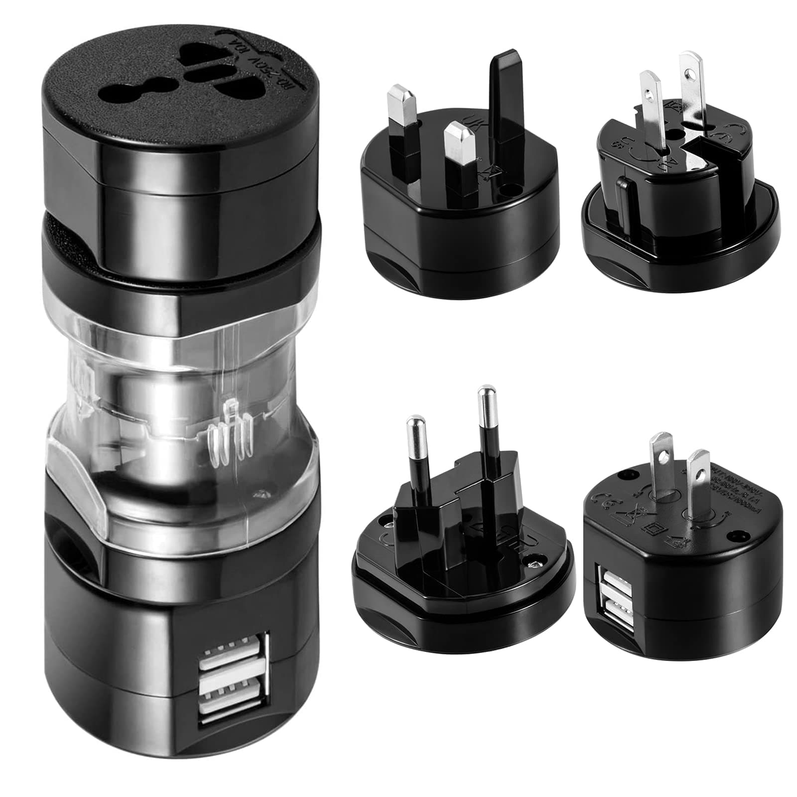 JMFONE Travel Adapter 2 USB Universal Power Adapter with Electrical Plug Perfect for European US, EU, UK, AU 160 Countries