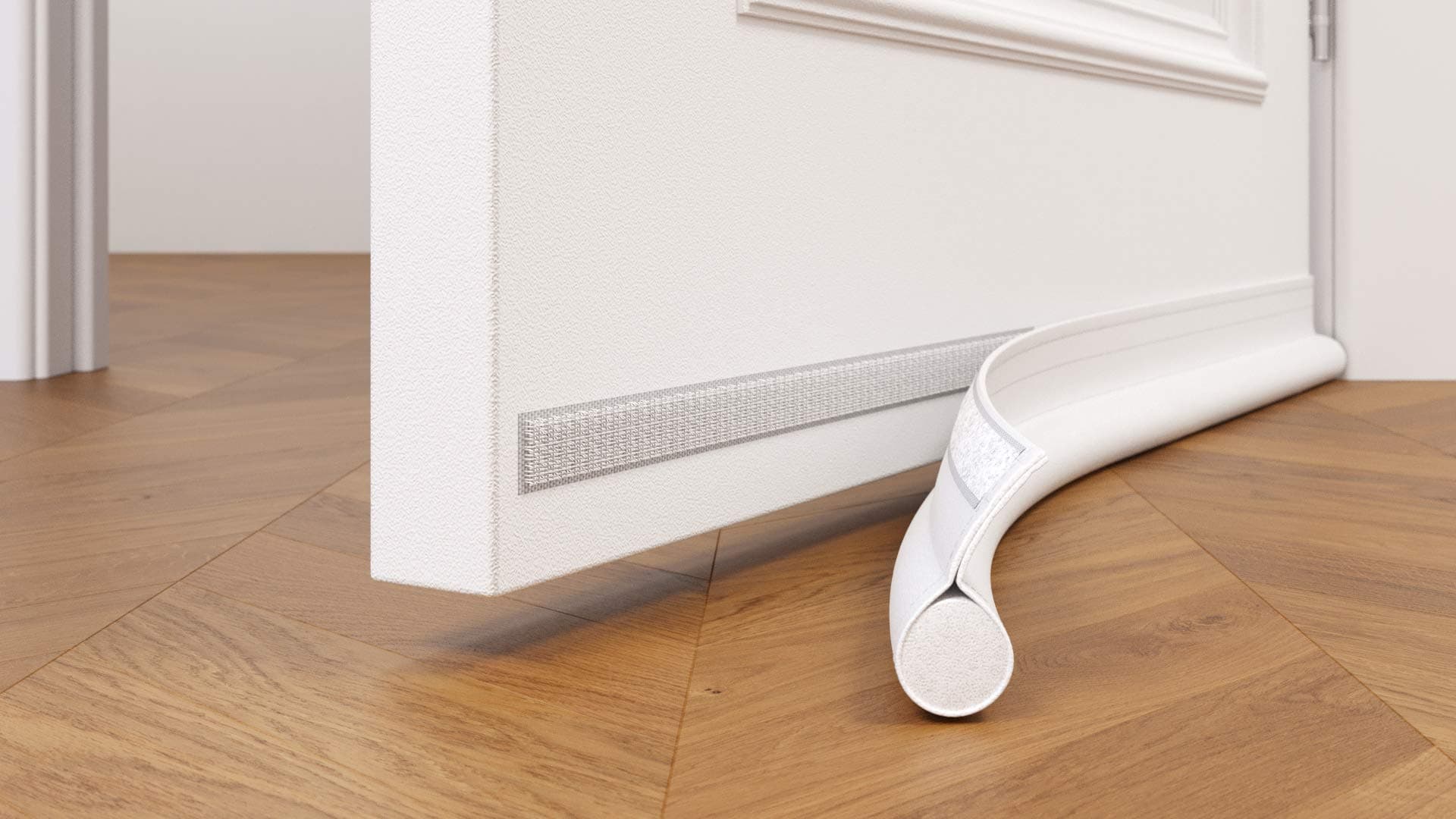 Under Door Draft Blocker White - Door Draft Stopper 32 to 38 inches - Weatherproofing Door Seal Strip - Draft Stopper for Bottom of Door - Noice Reduction Sound Proof Door Draft Blocker White