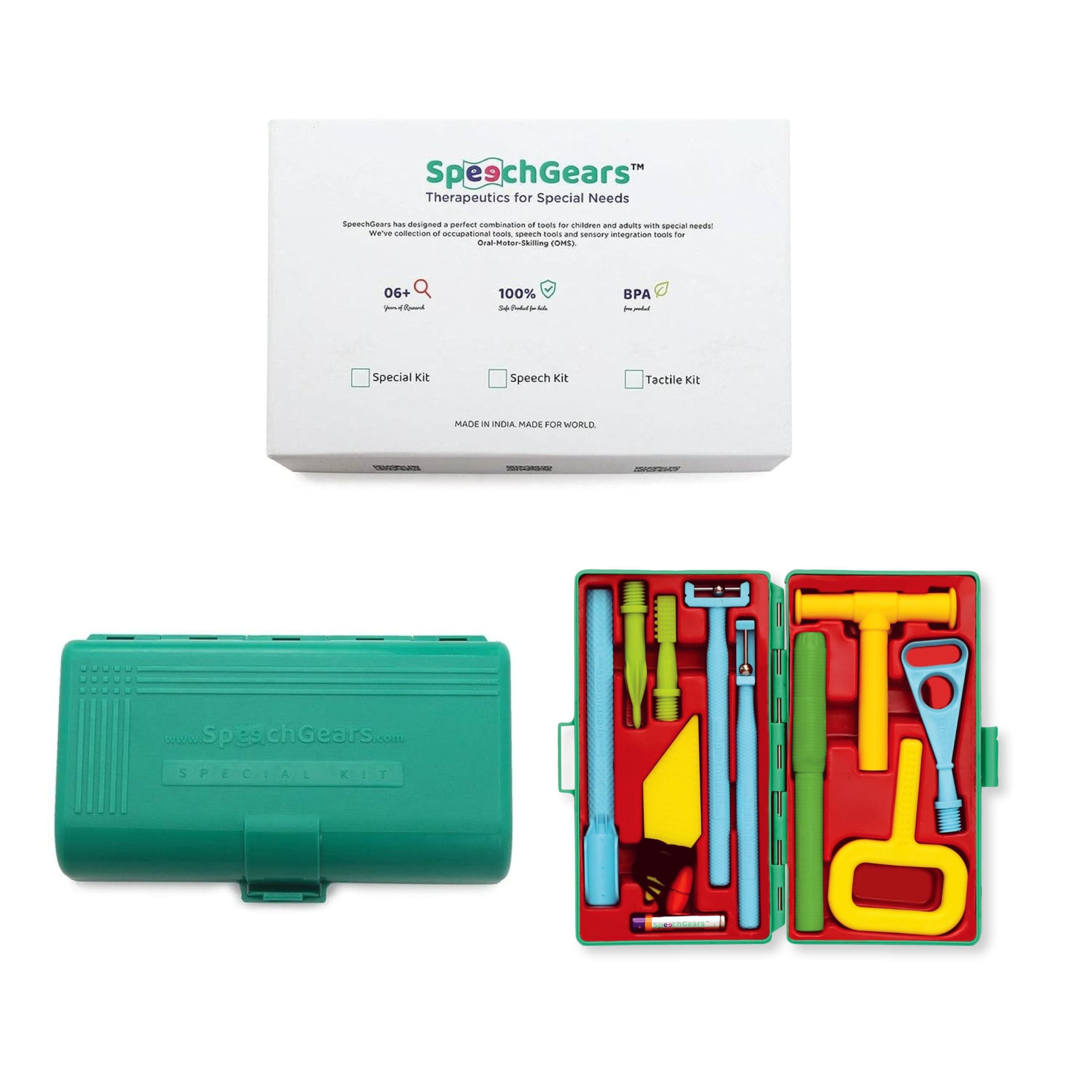 SPEECHGEARS Special Kit,Sensory Integration Tools,Speech Tools,Feeding Tools,V-Pen,Uni-Tip,Pointed-Tip,Talk-Tip,Tt-Lr,Tt-Ud,Tongue-Steer,Hickey,Sensory-Bite,Oro-Tube (Green),Pack of 1