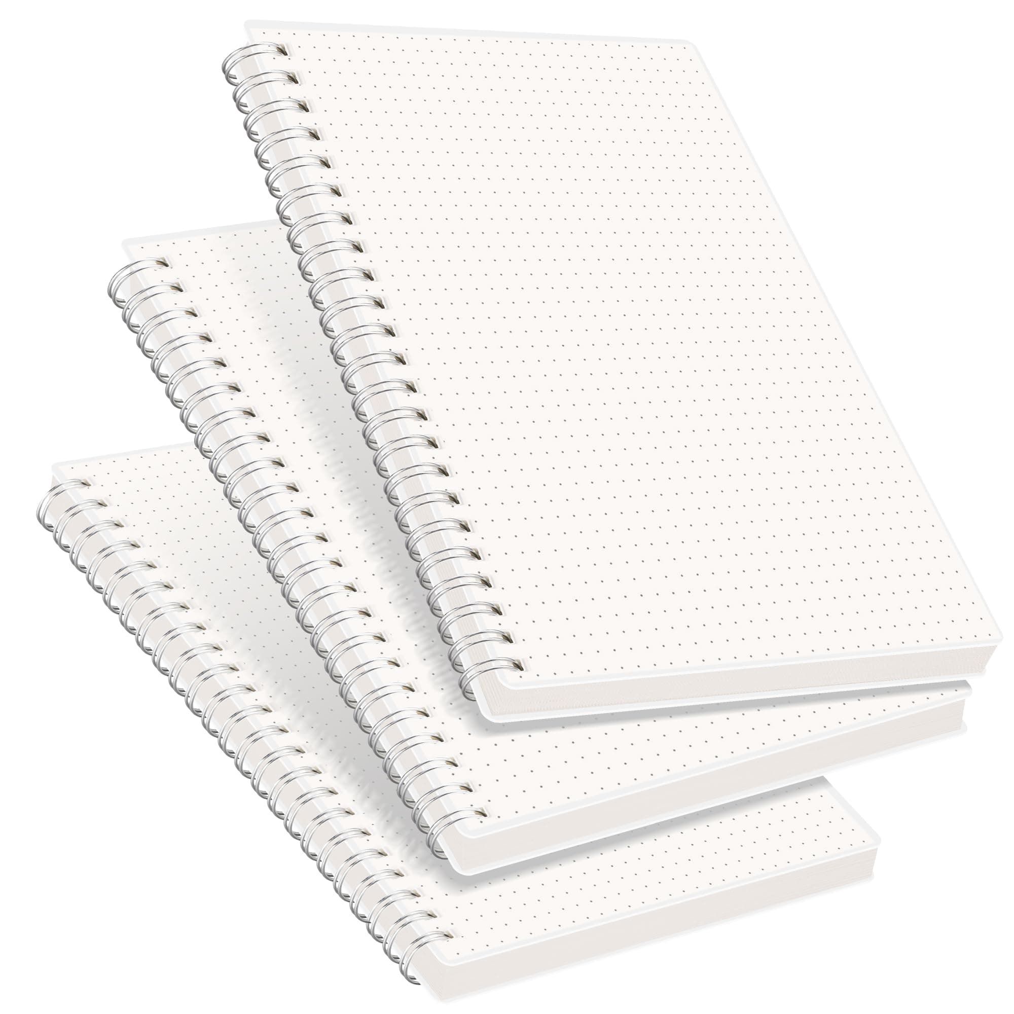 Dotted Journal Notebook, 3-Pack, 160 Pages per Pack, A5 Medium Size (5.7'' × 8.3''), 100 GSM Thick Paper, Spiral-bound, Flexible Plastic Cover, for Journaling, Planning, Tracking