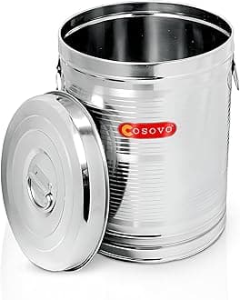 COSOVO® Steel Rice Storage Container 50 KG | Storage Box Drum | Kothi | Container | Dibba | Steel Drum for Kitchen Storage, (10-100 Kg)
