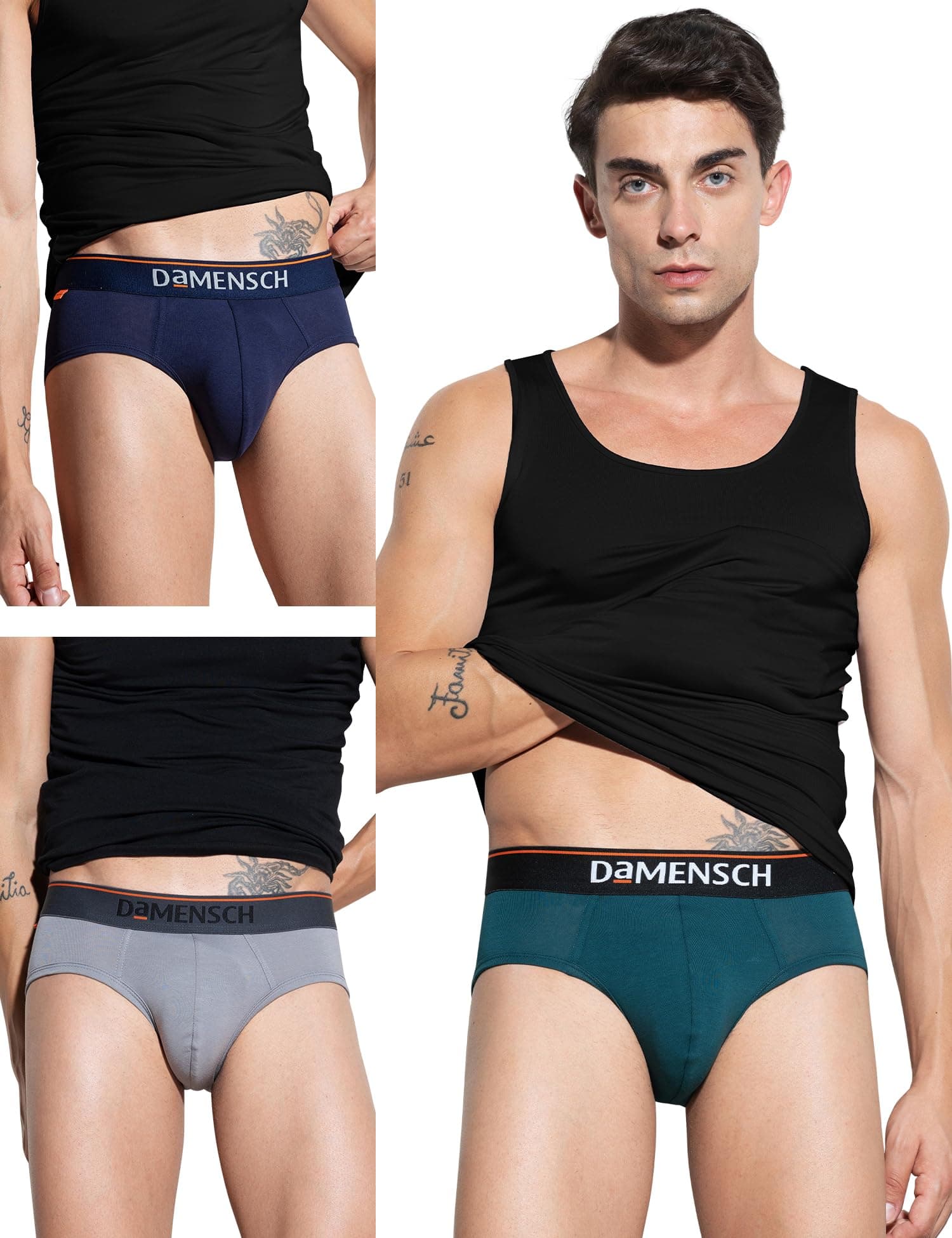 DAMENSCH Deo-Cotton Solid Underwear for Men Combo Breathable Inner Cotton Briefs Pack No-Marks Waistband Moisture Wicking