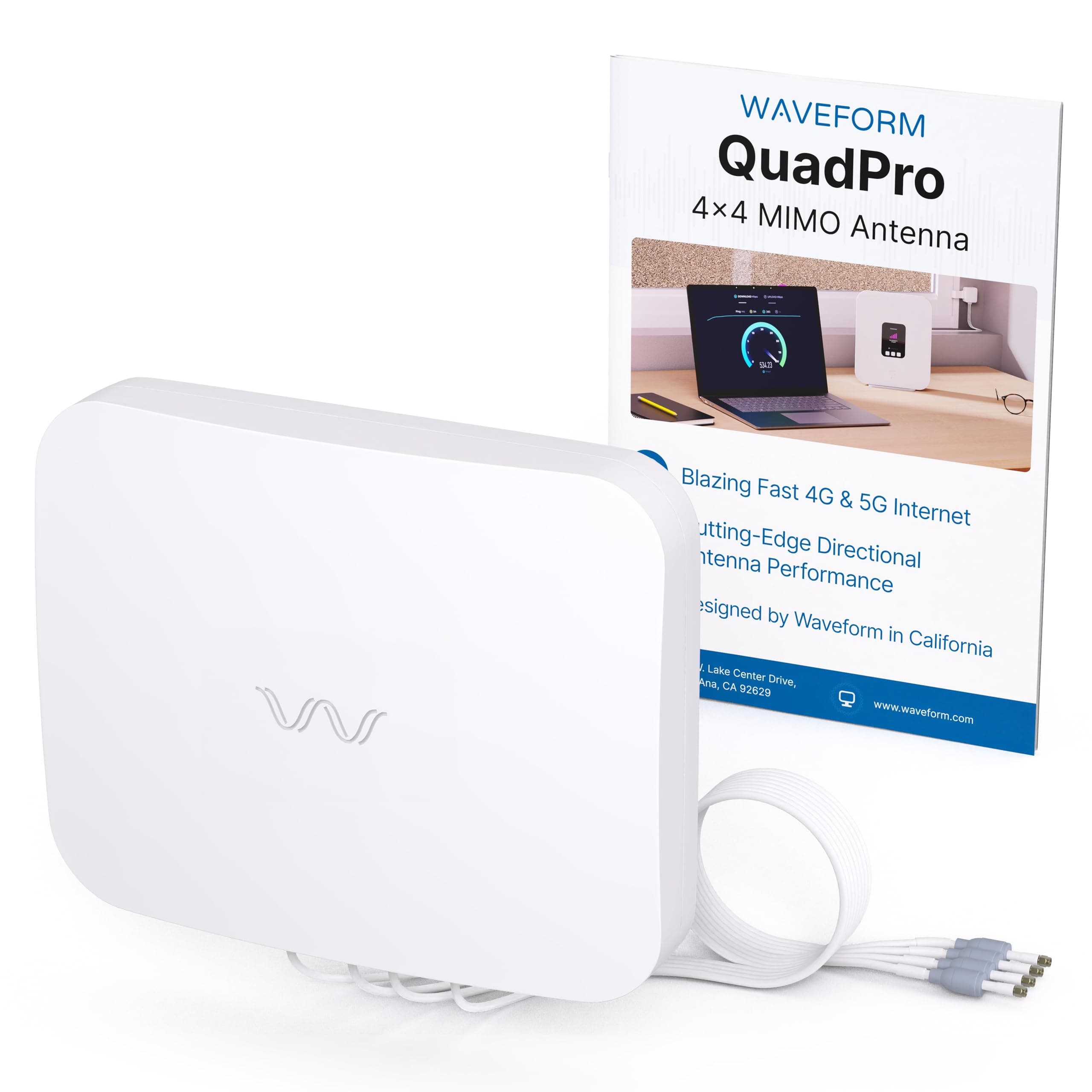 Waveform QuadPro 4x4 MIMO Signal Boosting Panel Antenna Kit | External Antenna for 4G/5G Routers & Gateways | for T-Mobile Home Internet, Verizon, AT&T (Use Your own Cables - Does not Include Cables)