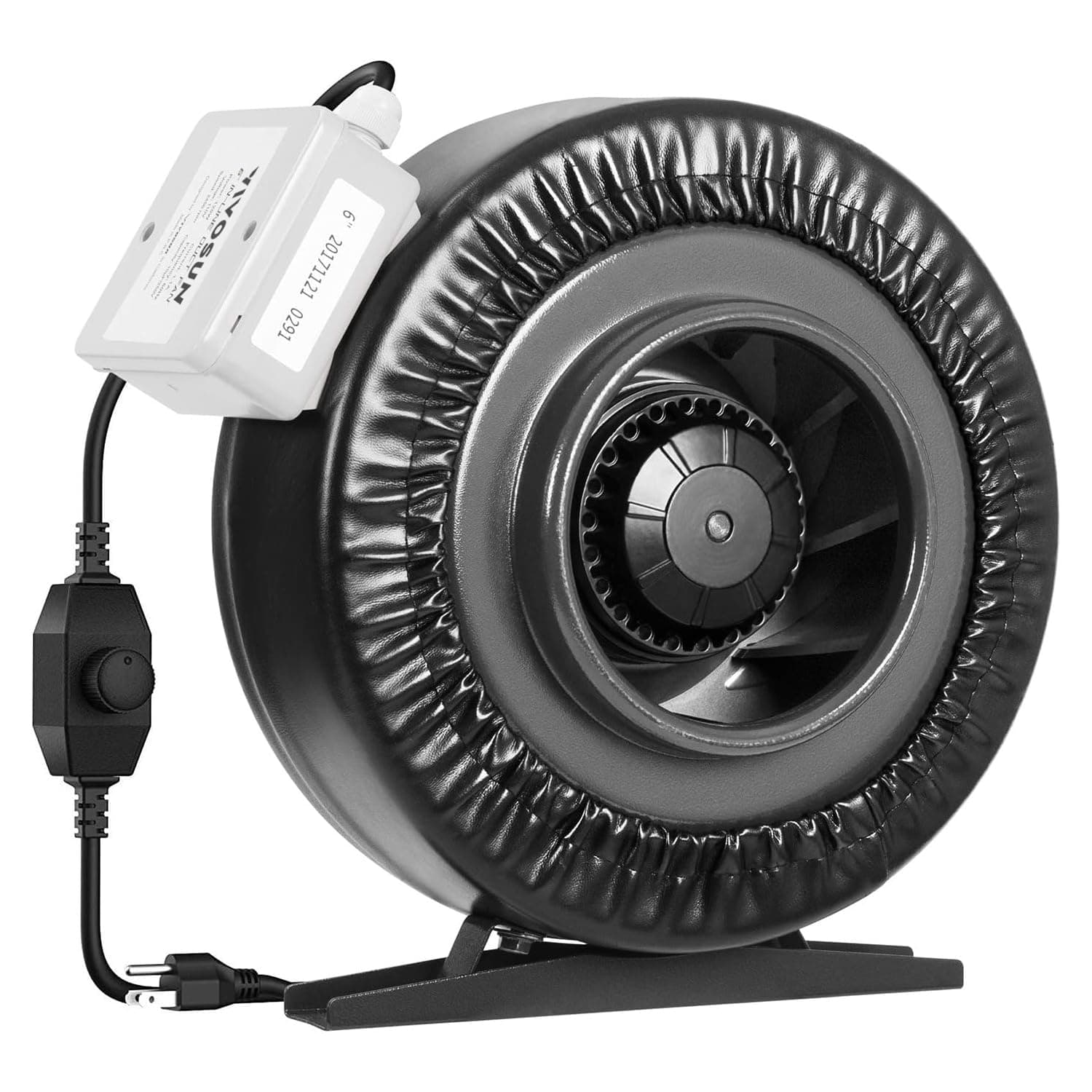 Inline Duct Fan 6 Inch 440 CFM with Variable Speed Control for Grow Tent, Ventilation, Plant Tent, Indoor, Garden, Ventilation Fan, Z6 Pipe Fan, Black