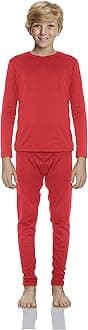 Thermal Underwear for Boys Cotton Knit Thermals Kids Base Layer Long John Pajamas Set