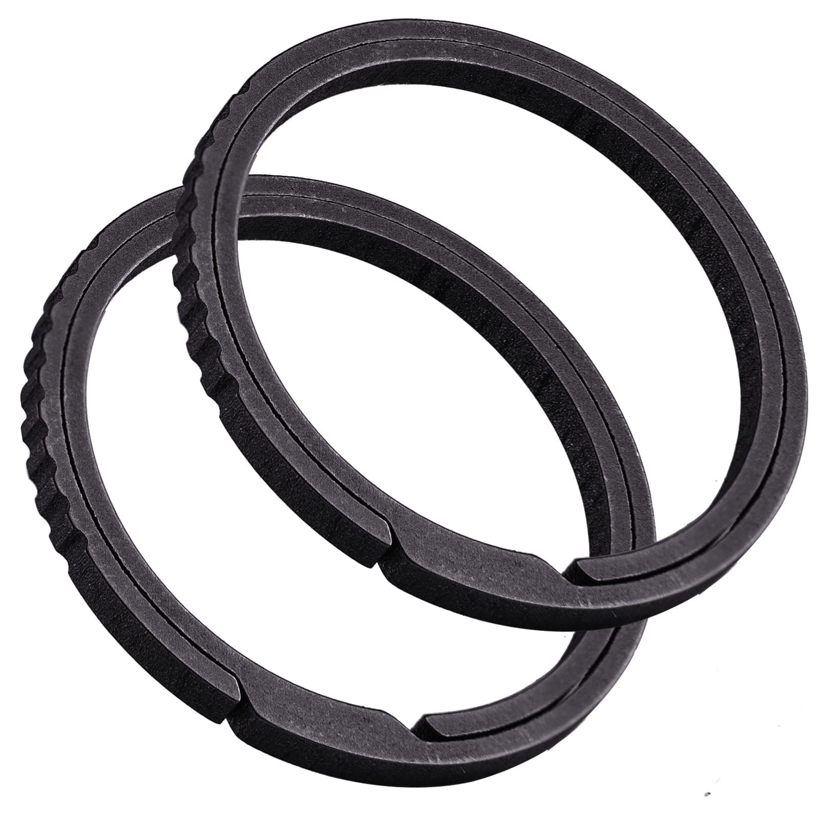 TISUR Titanium Keychain Rings, Split Side Pushing Key Rings Heavy Duty Black Key Ring For Key Chain Carabiner Dog Tag Ring