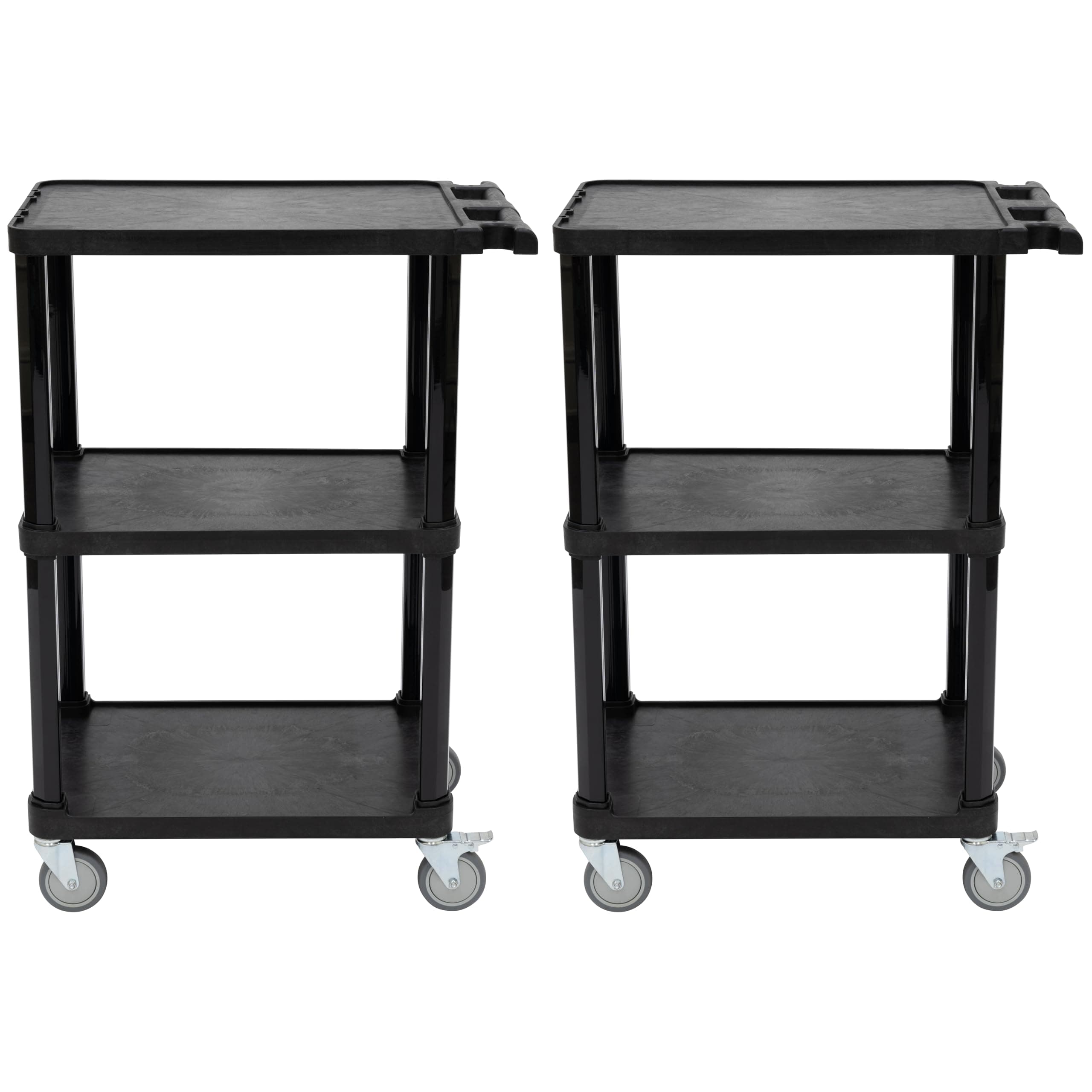 Pearington3-Tier Compact Multi-Purpose Utility Cart with Lockable Wheels and Ergonomic Handle, Black, 2 Pack