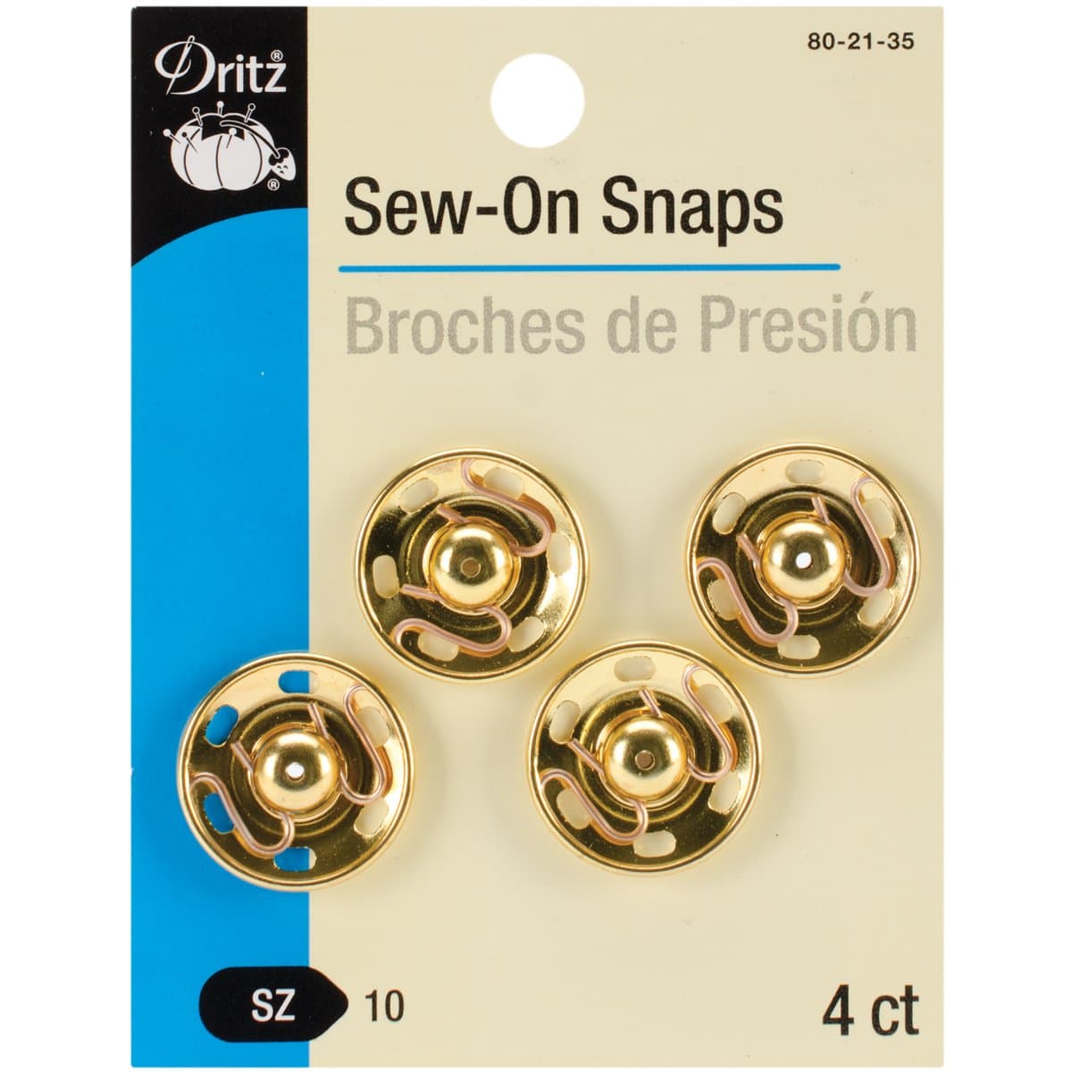 Gold Sew On Snap Size 10 4/Pkg