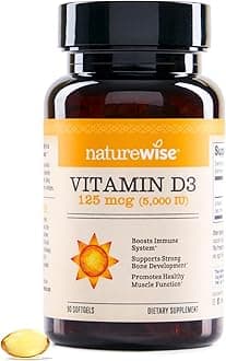 NatureWise Vitamin D3 5000iu (125 mcg) 90-Day Supply for Immune Support, Healthy Muscle Function, and Bone Health - Non-GMO, Gluten-Free in Organic Extra Virgin Olive Oil, (Mini Softgel), 90 Count