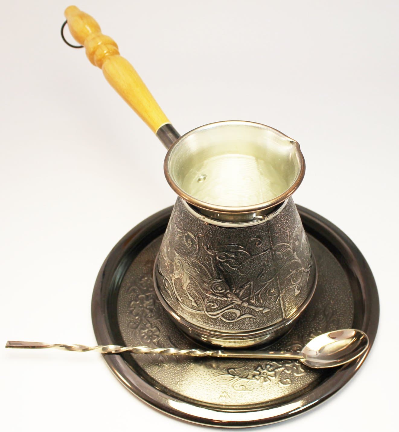 Turkish Coffee Pot Set "Deer" Volume 17 Oz - 500 ML (Ibrik, Briki, Cezve, Turka)