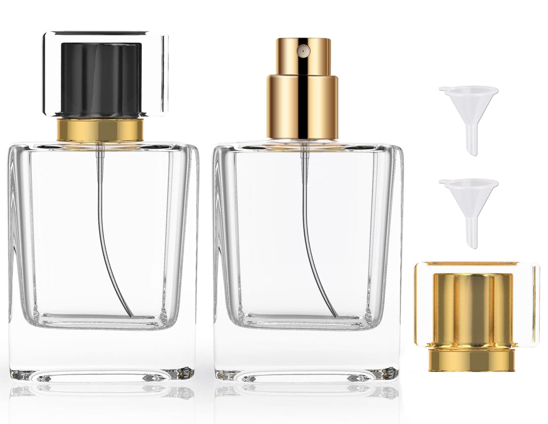 Refillable Perfume Bottle 2 Pack Glass Perfume Spray Bottle 50ml 1.7oz Large Empty Travel Perfume Atomizer Refillable,Replacement Perfume Bottles for Women Men