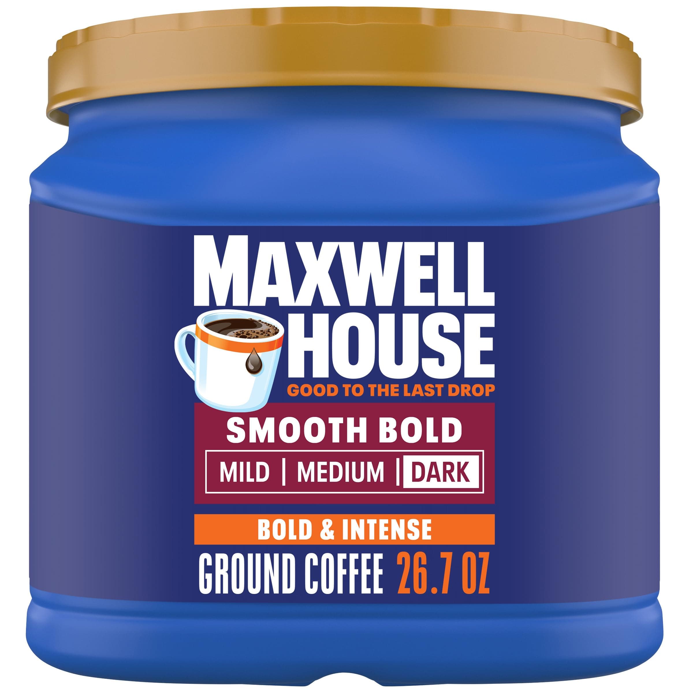 Smooth Bold Dark Roast Ground Coffee, 26.7 oz Canister