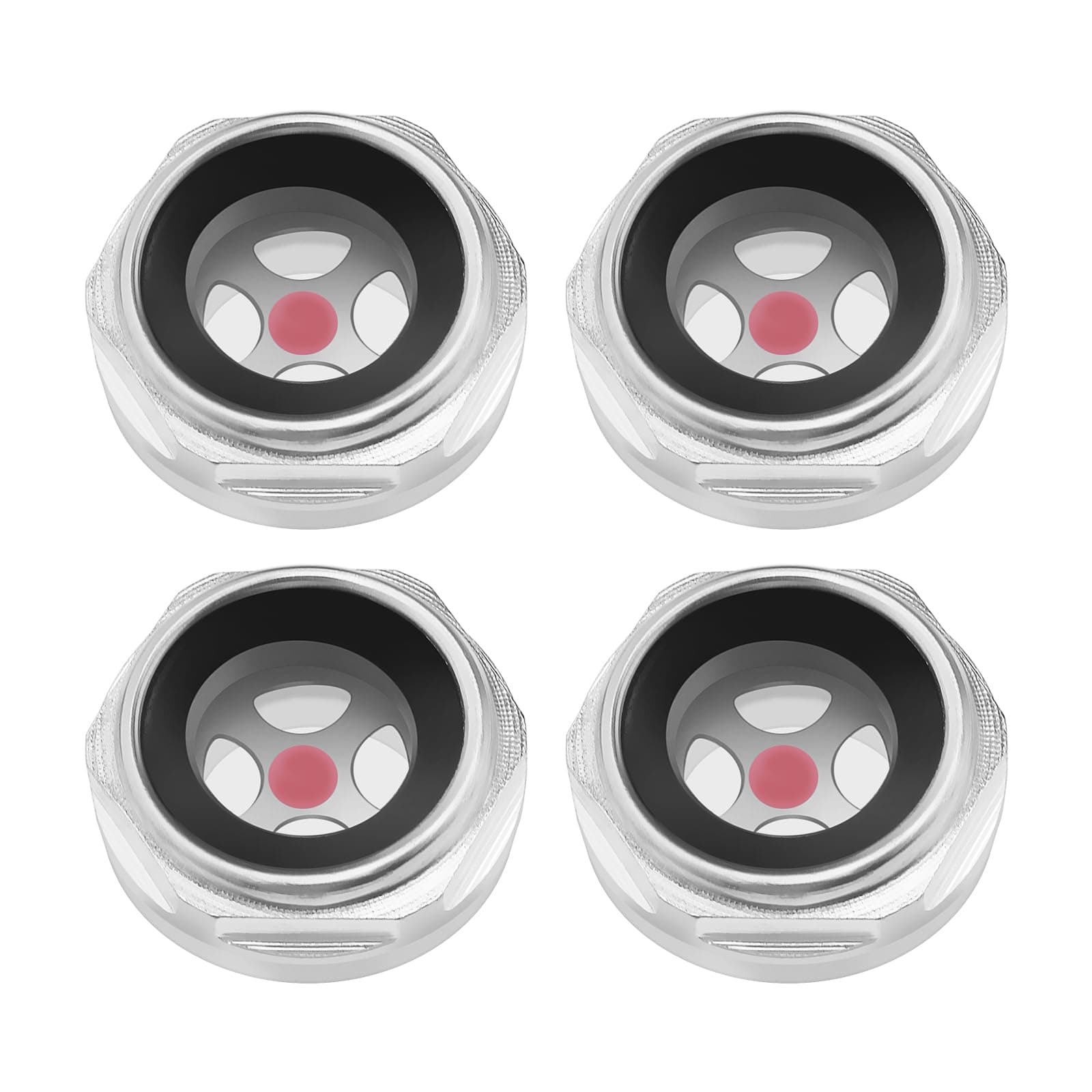 Be In Your Mind 4pcs 1/2 Air Compressor Oil Level Sight Glass BSP Aluminum Alloy Liquid Level Connector Suitable for Air Compressor Check the Pump Oil Level