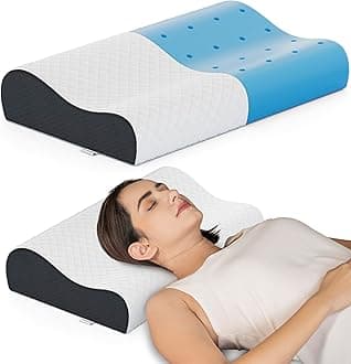 FOVERA Cervical Pillow | 2 Years Warranty | Cool Gel Memory Foam Orthopedic Neck Support Pillow for Sleeping, Neck & Shoulder Pain (Queen - 21 x 13 x 4 Inch, Dual Color, Pack of 1)
