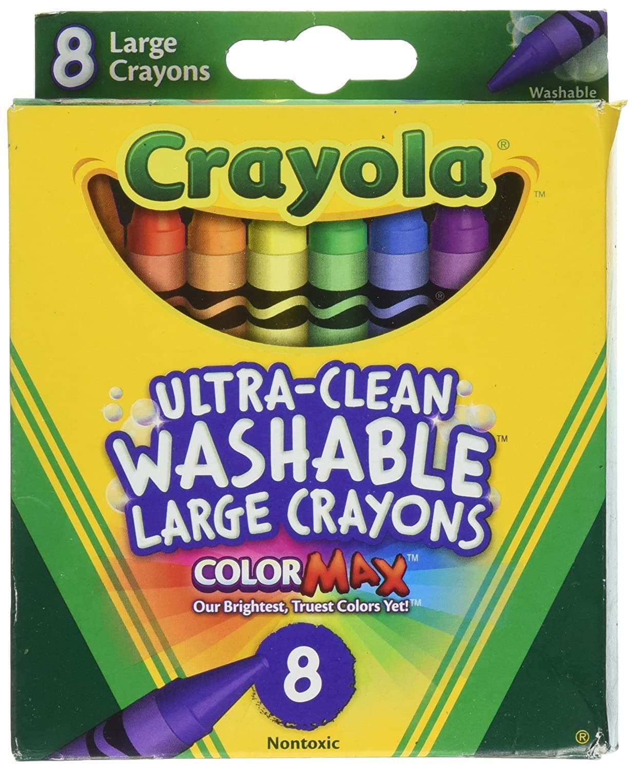 Washable Crayons, Large, 8 Colors - 2 Packs