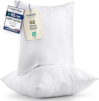 Utopia Bedding Cushion Inserts 30cm x 30cm (12x12 inch) Pack of 2 Hollowfibre Inner Pads for Sofa or Bed – White Cushions Fillers