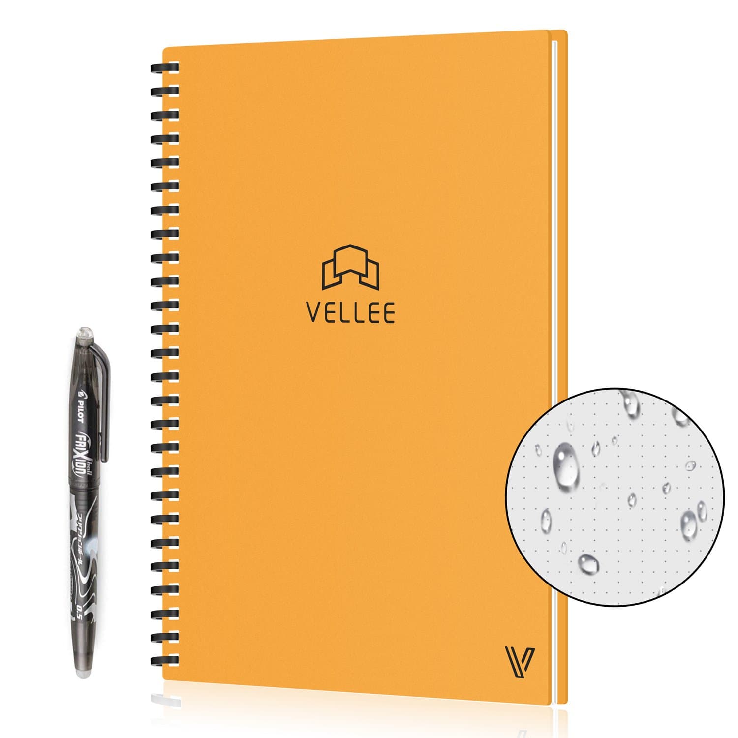 Reusable Smart Erasable Notebook, Heat Wet Erase, Waterproof, Wirebound Notebook, Spiral Notebook, Wide Ruled Paper, Dot Grid Paper, Blank Paper, Erasable Pen, Cloud Storage,60 Pages,B5,Yellow