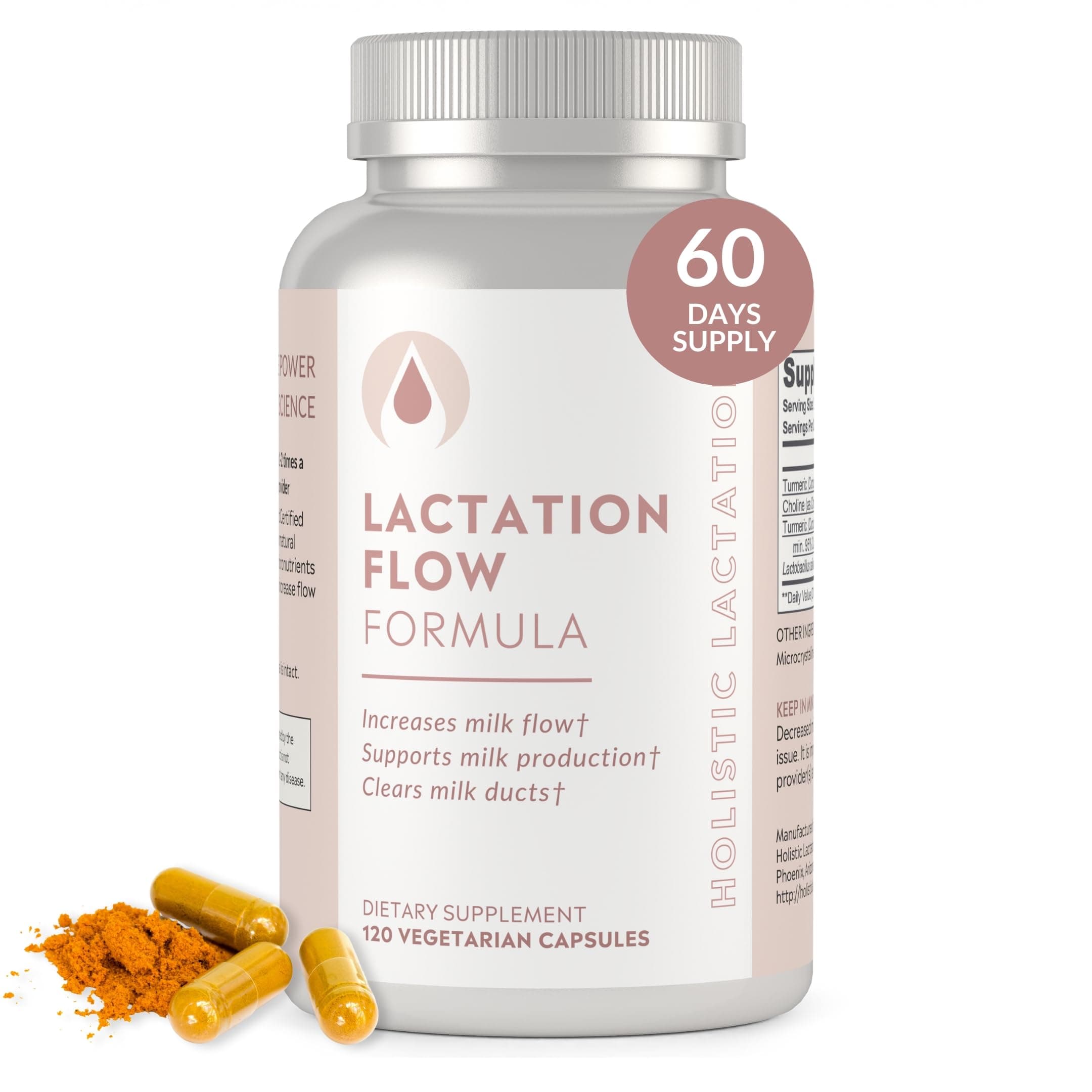 Holistic Lactation® Lactation Flow Formula (60 Servings), Supplement to Support Breastmilk Flow & Milk Supply, Contains Breastfeeding Probiotic and Choline, Lecithin-Free