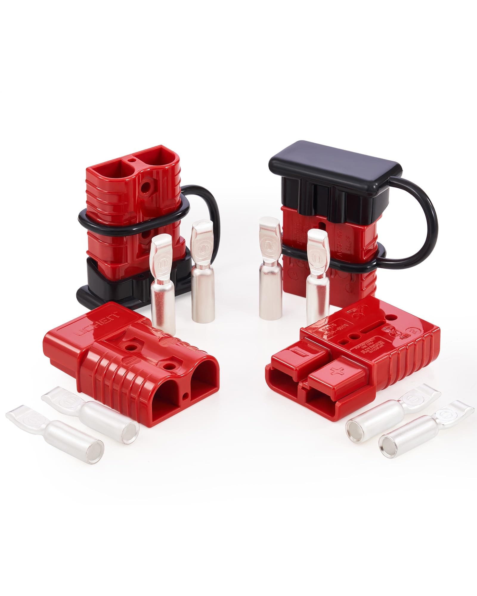 Wire Connector 4 Pack, 175A Wire Harness Plug Kit for 2 Gauge Cables, 12V to 36V Battery Quick Connect Disconnect Set for Car Bike ATV Winches Lifts Motors More, Set of 4, Red