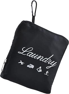 JHX Travel Laundry Bag, Dirty Clothes Organizer【Upgraded】with Handles and Aluminum Carabiner, Collapsible Laundry Bag for Travel, Camp, Fitness, and Students（1Pcs Black） 24"L x 21"W