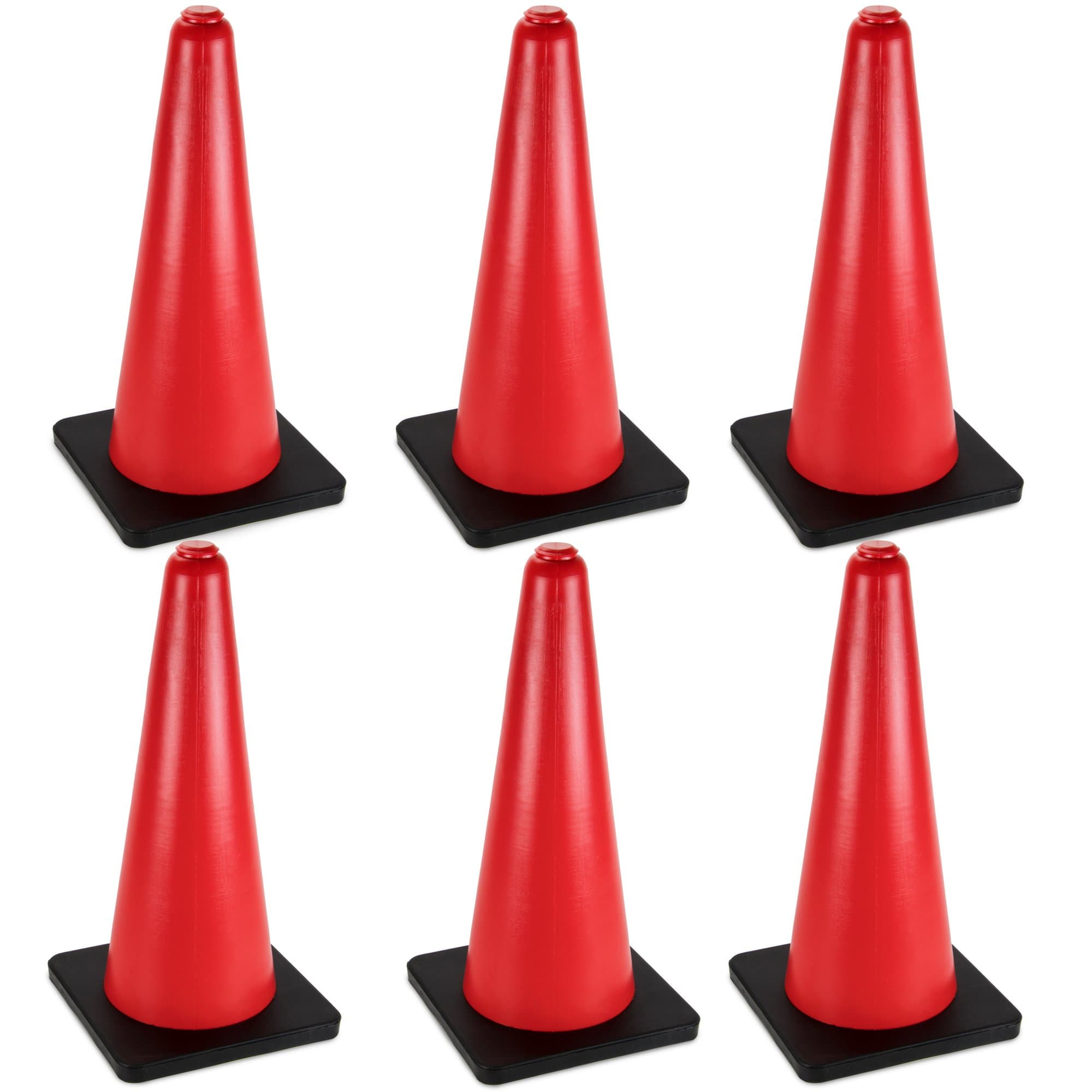 24" High Hat Cones in Fluorescent Orange with Black Base for Indoor/Outdoor Traffic Work Area Safety Marker & Agility Sport Training by Bolthead Industrial (6-Pack)