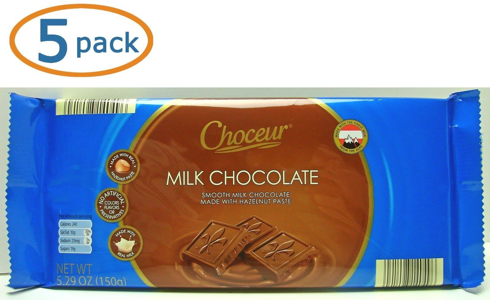 Choceur Milk Chocolate 5.29 oz Bar (5 Pack)