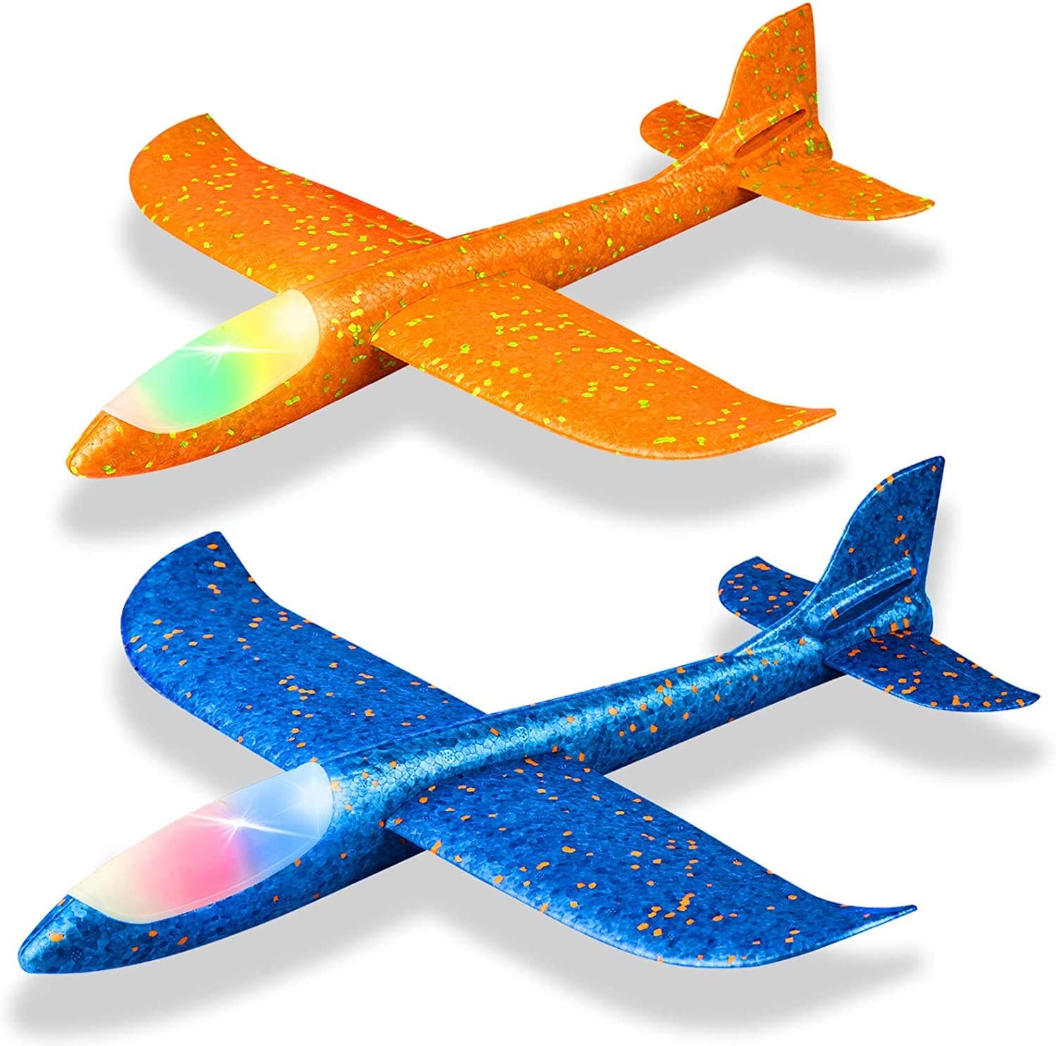 Showay ECVV 2 Pack Led Light Airplane,17.5" Large Throwing Foam Plane,2 Flight Mode Glider Plane,Flying Toy For Kids, Outdoor Sport Toys Birthday Party Favors Foam Airplane | ASSORTED