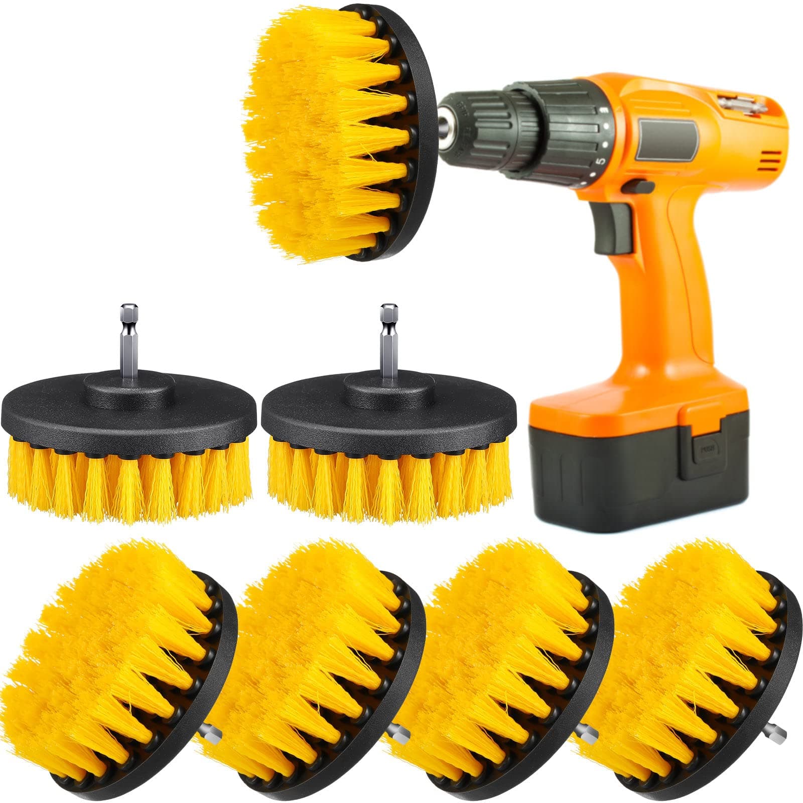 Remerry 6 Pcs Drill Brush Attachment Power Scrubber Cleaning Kit Multi Purpose Set Brushes for Bathroom Surfaces Tub Grout Shower Kitchen Tile Auto Car Boat