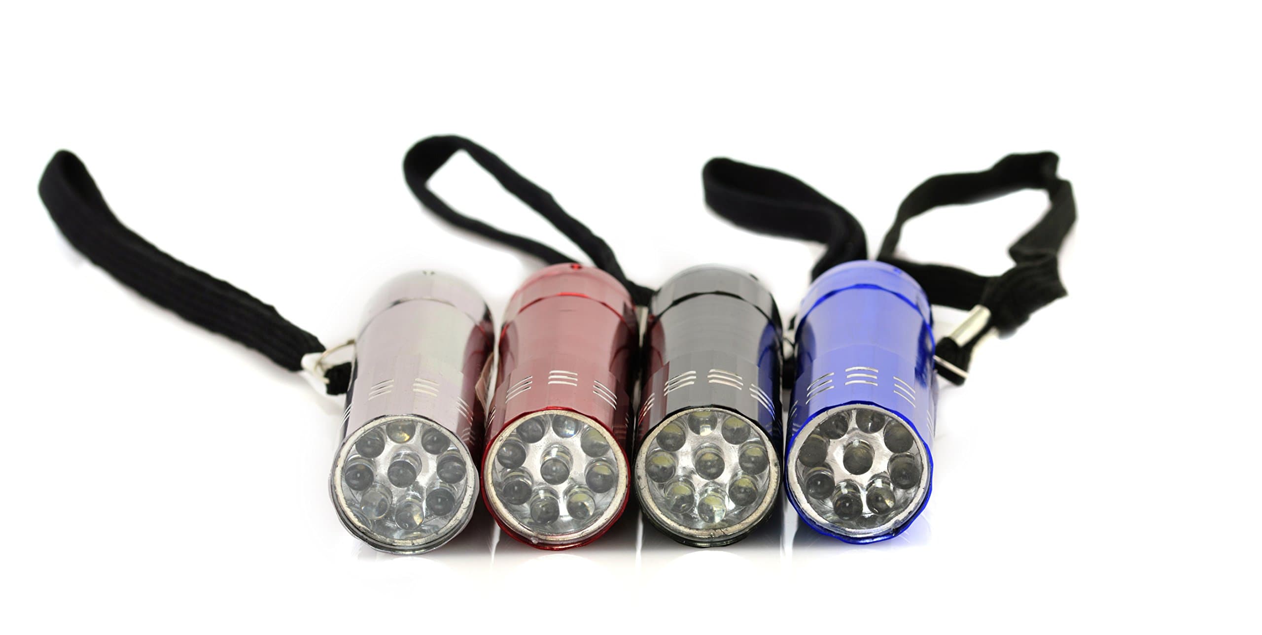 LumiBrite LED Flashlight 4 PackStandard Sleek Shock-Proof Aluminum Casing, Weather Resistant (4 Pack - Assorted Colors, Batteries Not Included))
