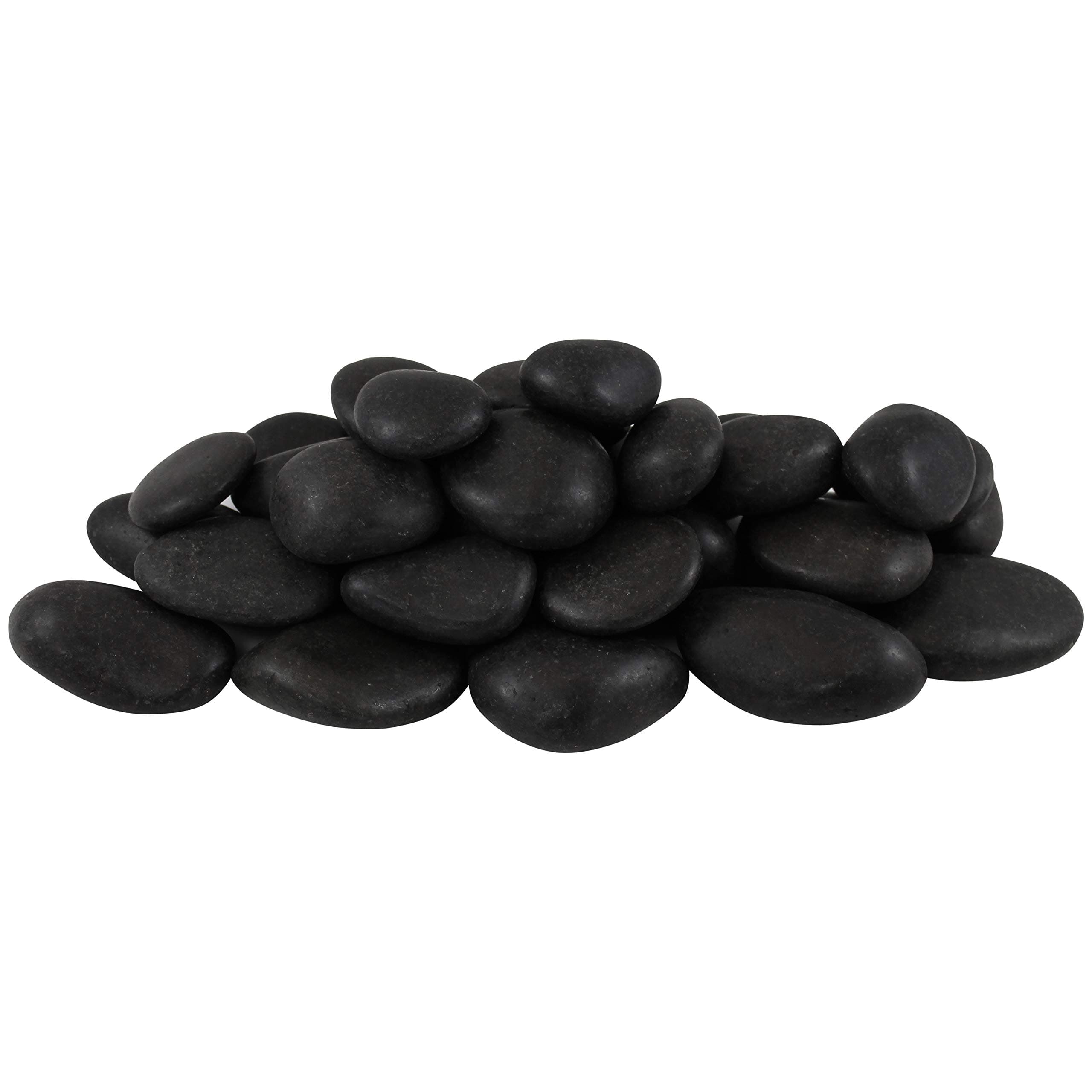 Rainforest 1" to 2" Medium Margo Decorative River Polished Pebbles, 20 lb, Grade A Black