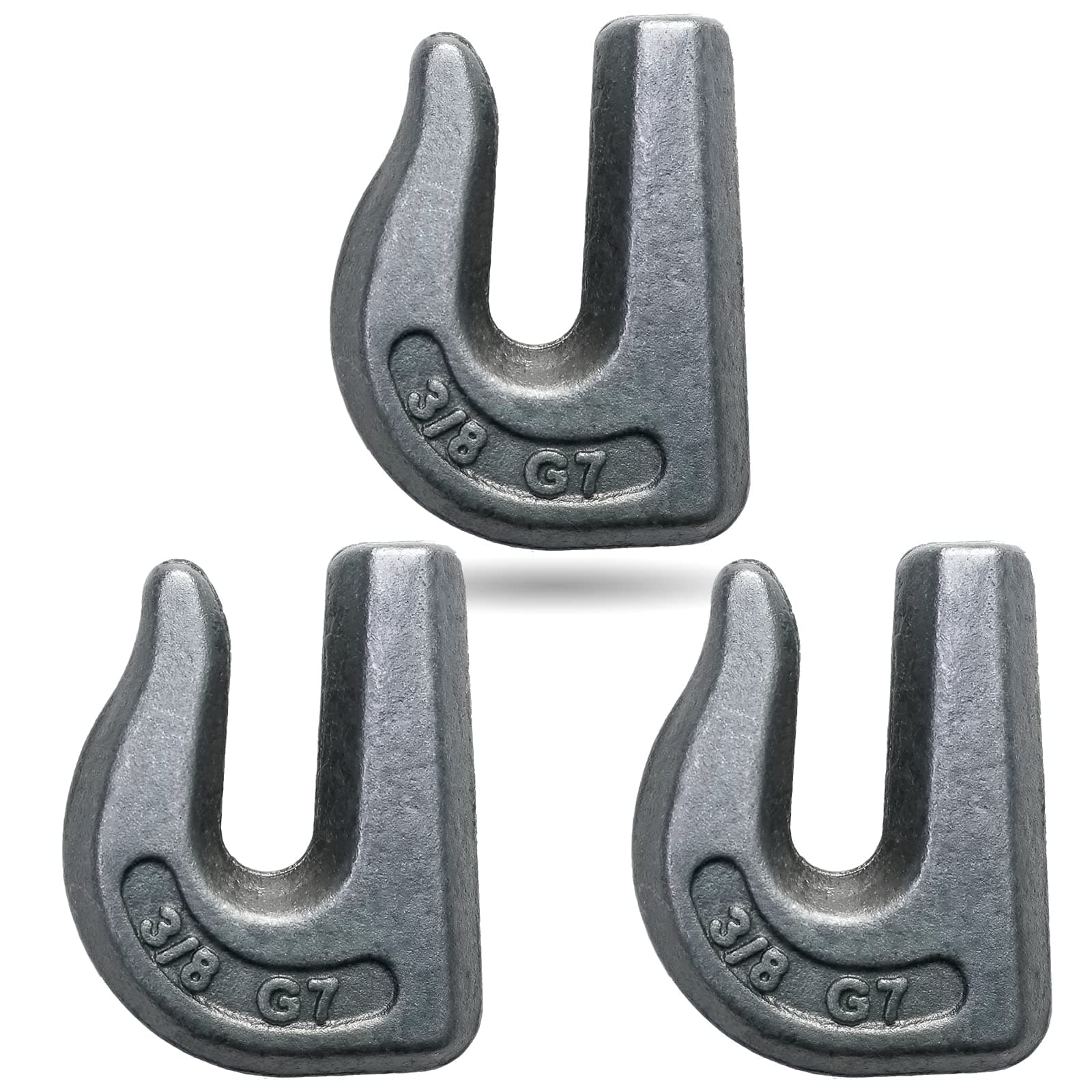 Weldable Chain Hooks, 3/8" Weld-On Forged Clevis Grab Chain Hooks, 3/8 Chain Hook Grade 70 for Bucket Flatbed Trailer Wrecker Tow, Weld On Grab Hook, Working Load Limit 6600 lbs, 3 Pack by BOOTOP PIN