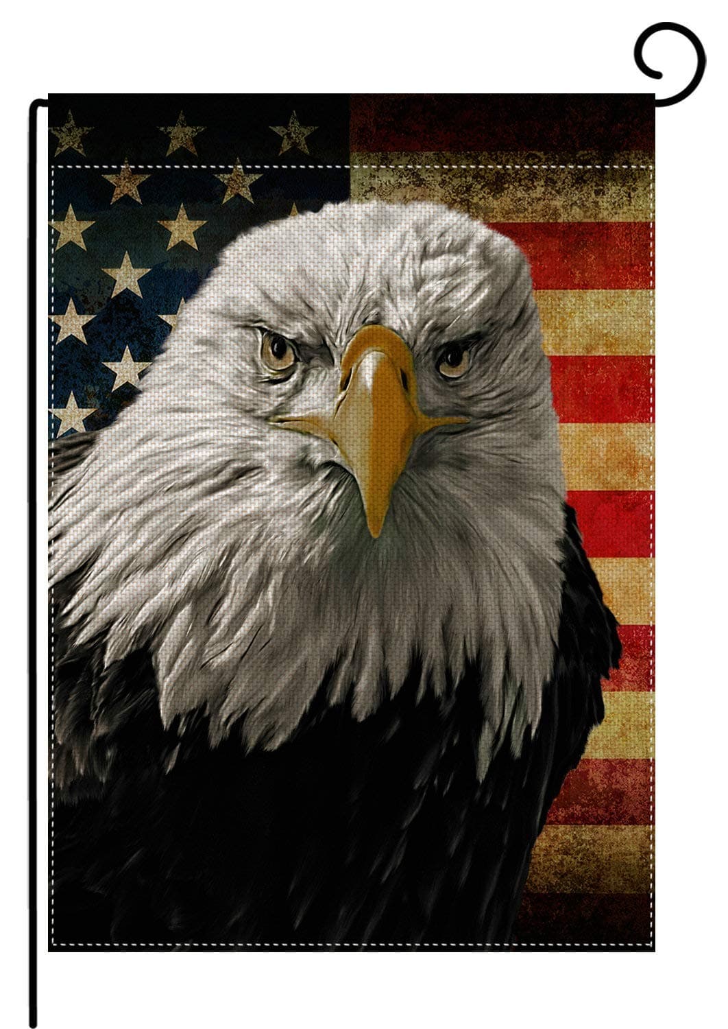 pingpi Bald Eagle USA Flag Garden Flag Vertical Double Sided,Grunge American Flag Yard Outdoor Decoration 12.5 x 18 Inch