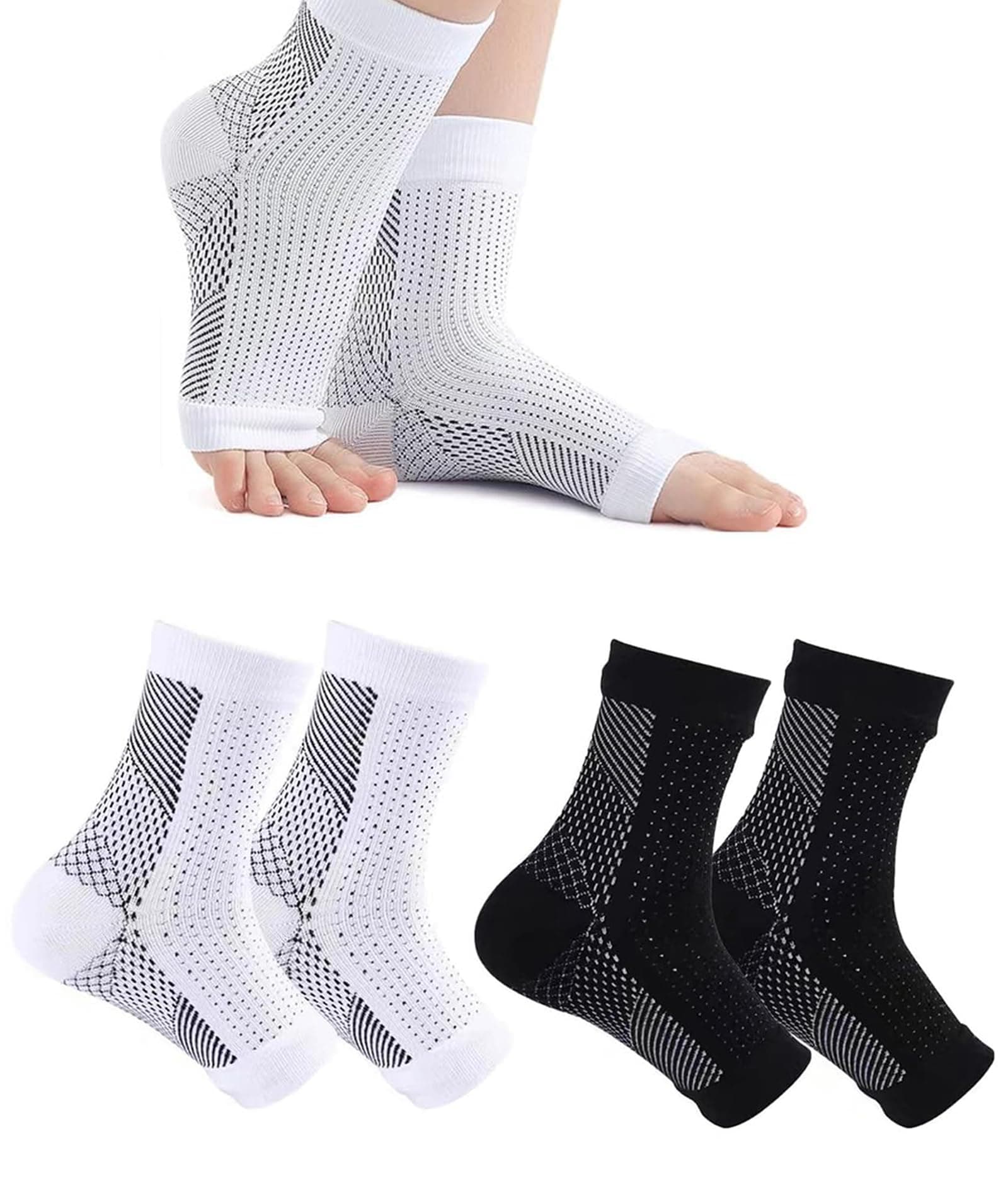 2 Pairs Compression Socks for Men, Compression Socks for Women, Outdoor Sport Ankle for Plantar Arch Support Foot & Ankle Swelling Achilles Tendon Heel Pain (Unisex,L/XL