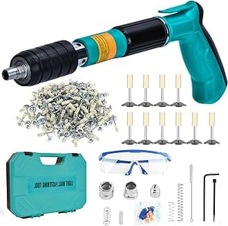 Concrete Nail Gun Kit with 220pcs Nails, Steel Nail Gun, Manual Nail Gun for Concrete, Portable Woodworking Decoration Concrete Nailer Gun, Nail Shooter Gun
