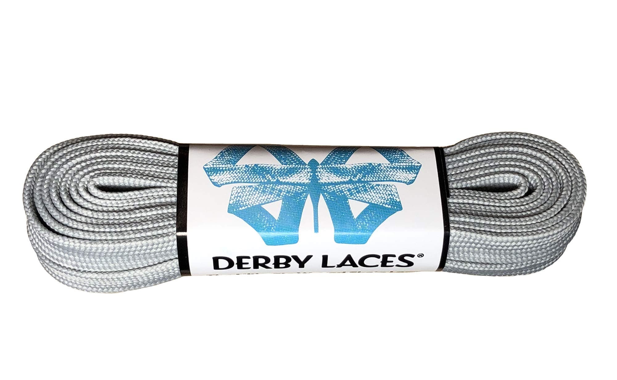 Solid Gray - Flat, 10mm wide, Waxed Shoe Lace for Boots, Skates, Roller Derby, and Hockey Skates