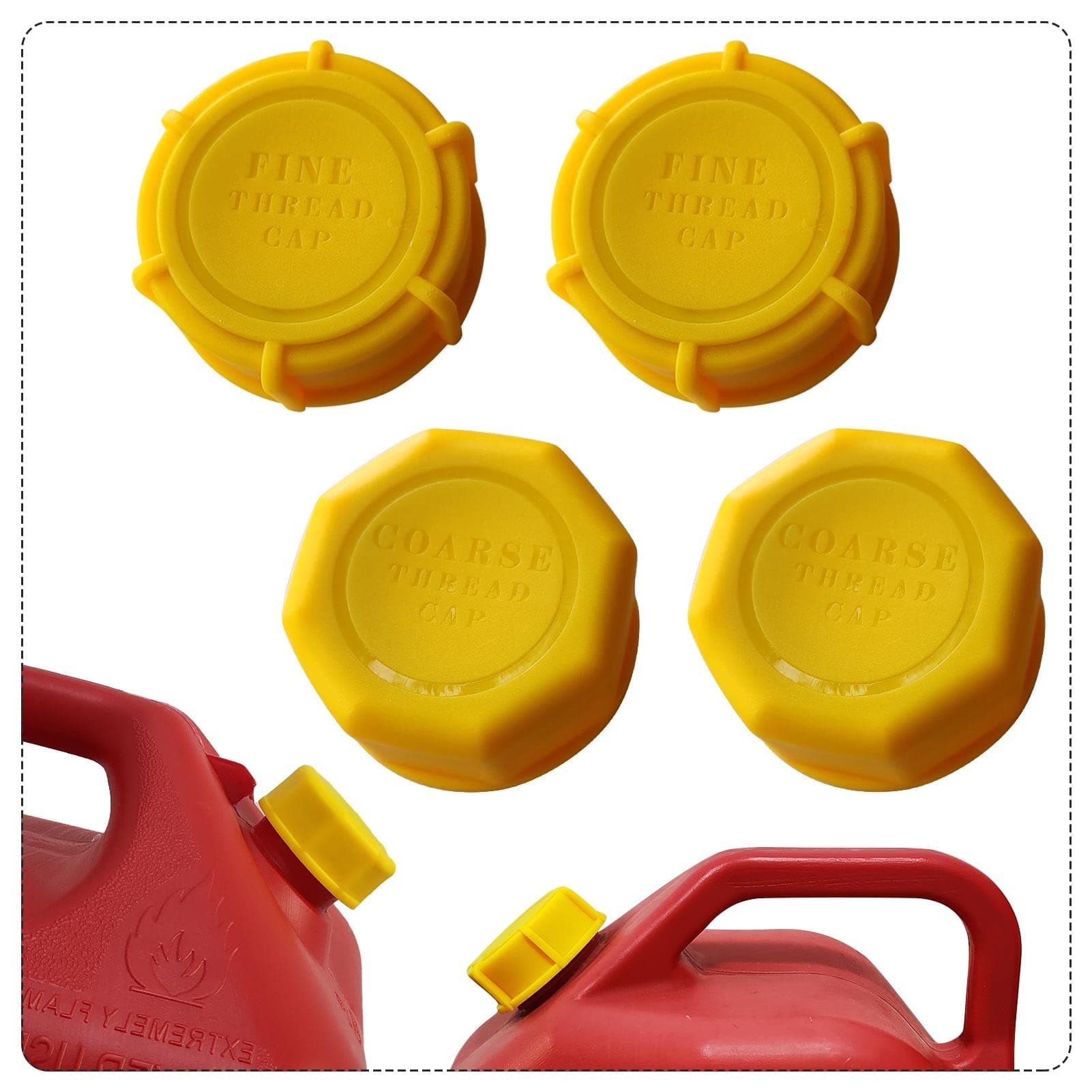 Gas Can Cap, Gas Can Cap Replacement (2-2 kits) Fits most 1/2/3/5 gallon gas can, thickened two coarse threads two fine threads .Thickened cover and seal design, More durable and better sealing