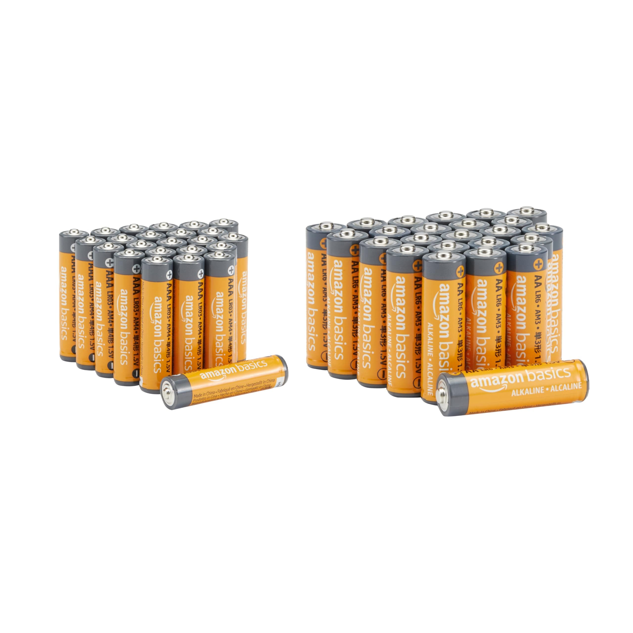 Amazon Basics 48-Count AA & AAA High-Performance Alkaline Batteries Value Pack, 24 AA and 24 AAA, Ready to Use