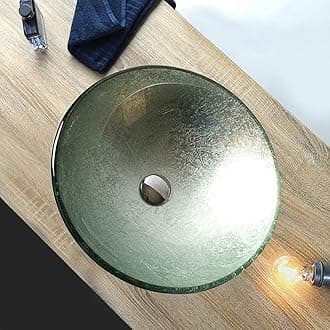 30cm Basin Glass Countertop Basin Cloakroom Wash Basin Mini Hand Made Basin Vessels Sink Bathroom Wash Basin Round Basin Tempered Glass Basin