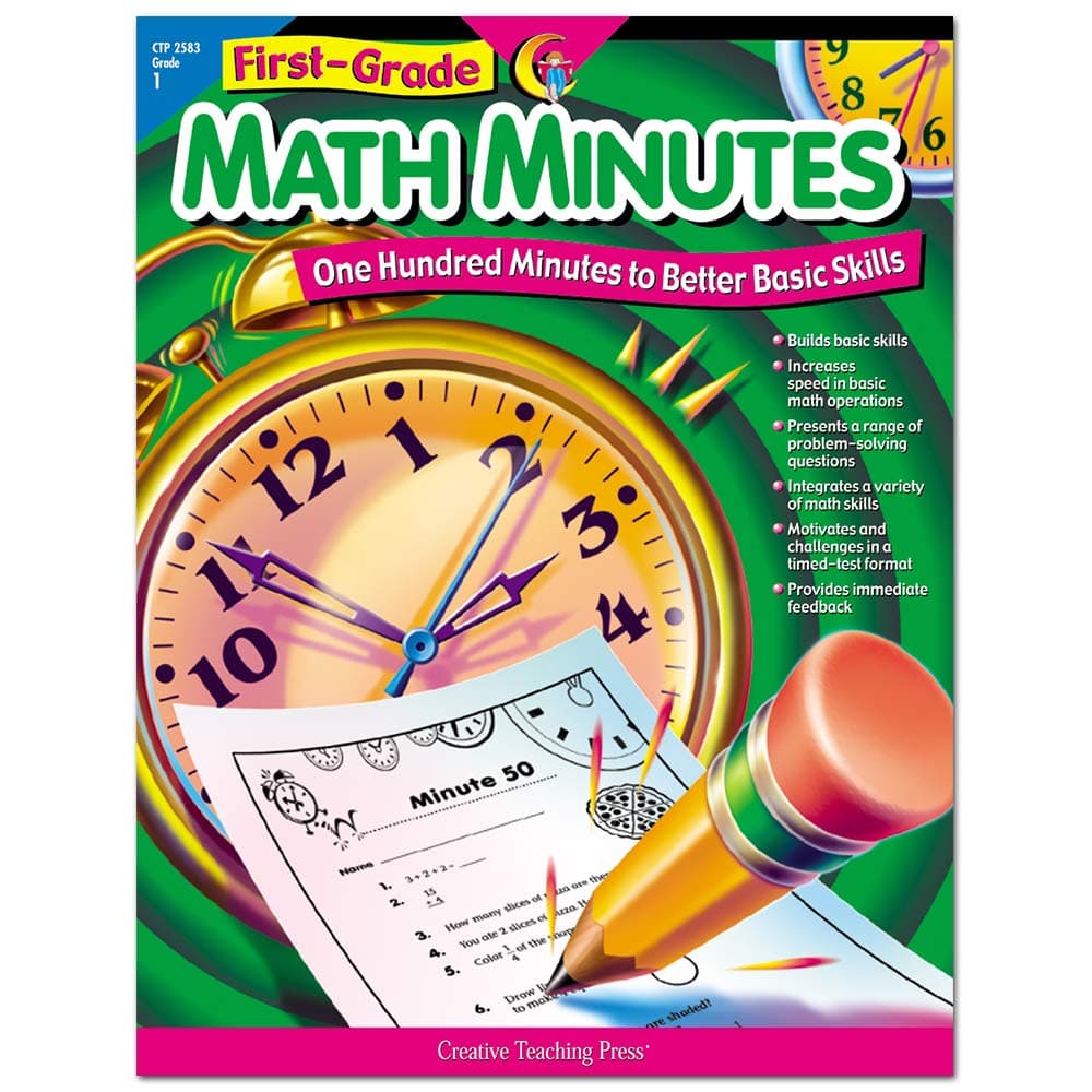 Creative Teaching Press Math Minutes Book, Grade 1 (One Hundred Minutes to Better Basic Skills)