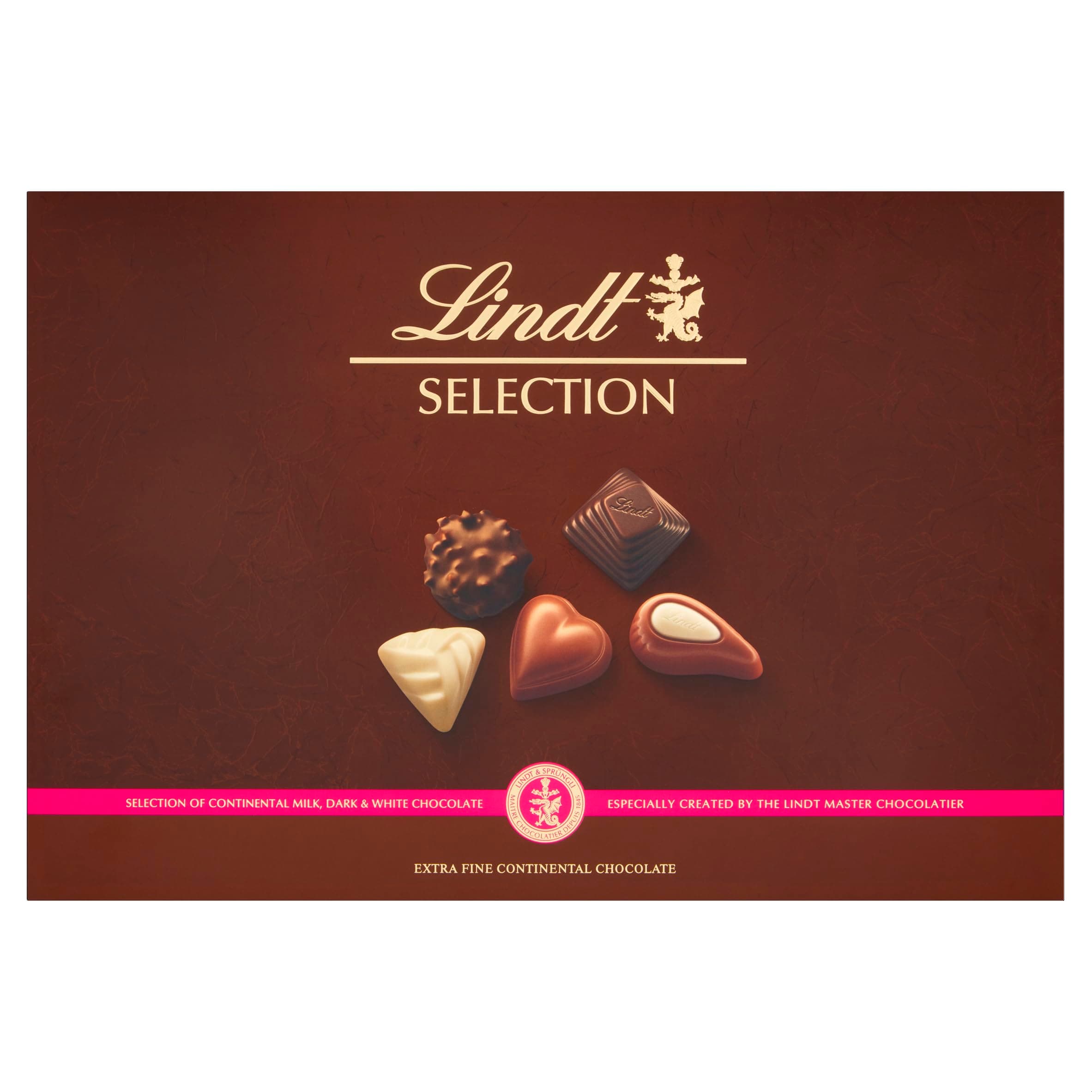 Lindt Selection Extra Fine Continental Chocolate Box Extra Large - 40 Assorted Milk, Dark and White Chocolates, 427g - Gift Present or Sharing Box - Birthday, Celebrations, Congratulations, Thank you
