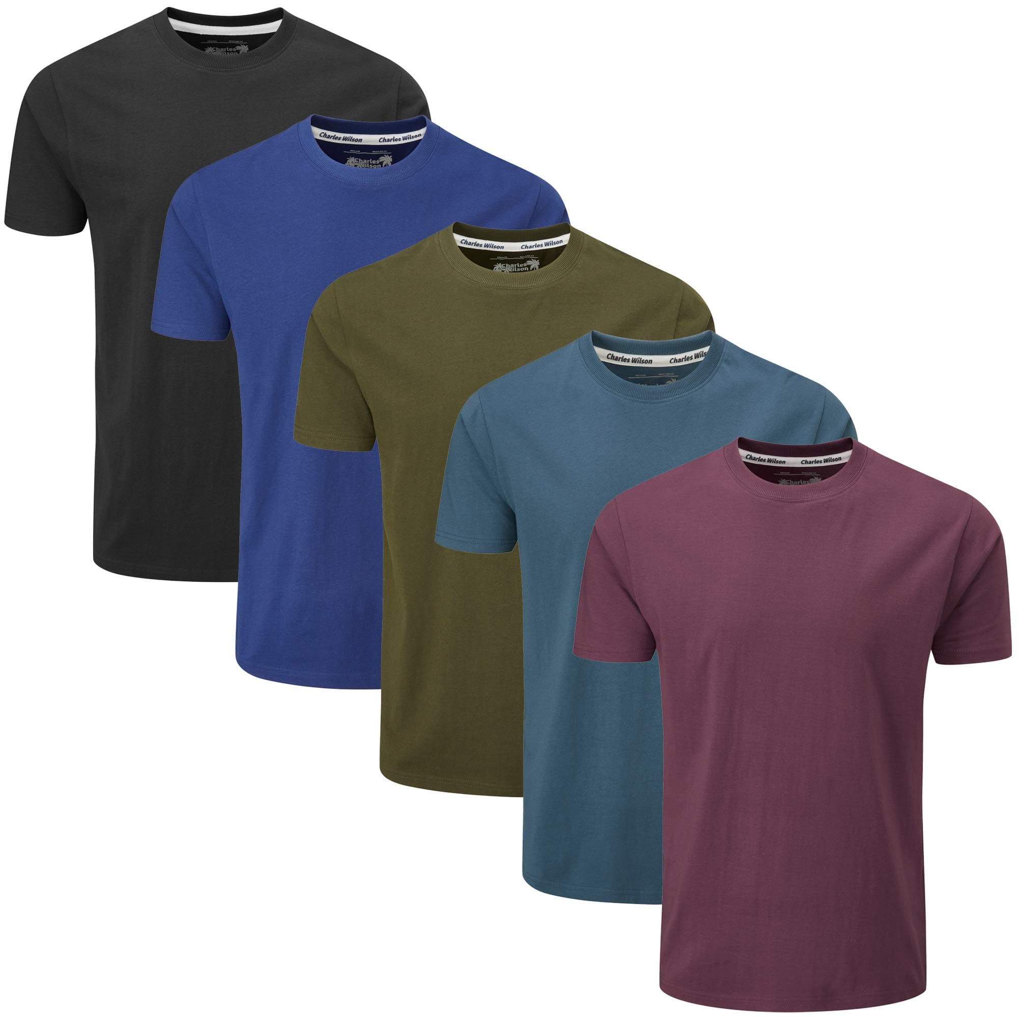 Charles Wilson 5 Pack Plain Crew Neck T-Shirt