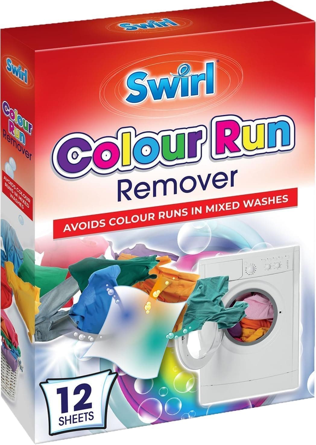 – Colour Run Remover 12 Sheets - Advanced Dye Transfer Solution, Safe for Whites and Colors, Easy Application, Gentle on Fabrics, Effective and Cost-Effective Sold by Zinnia