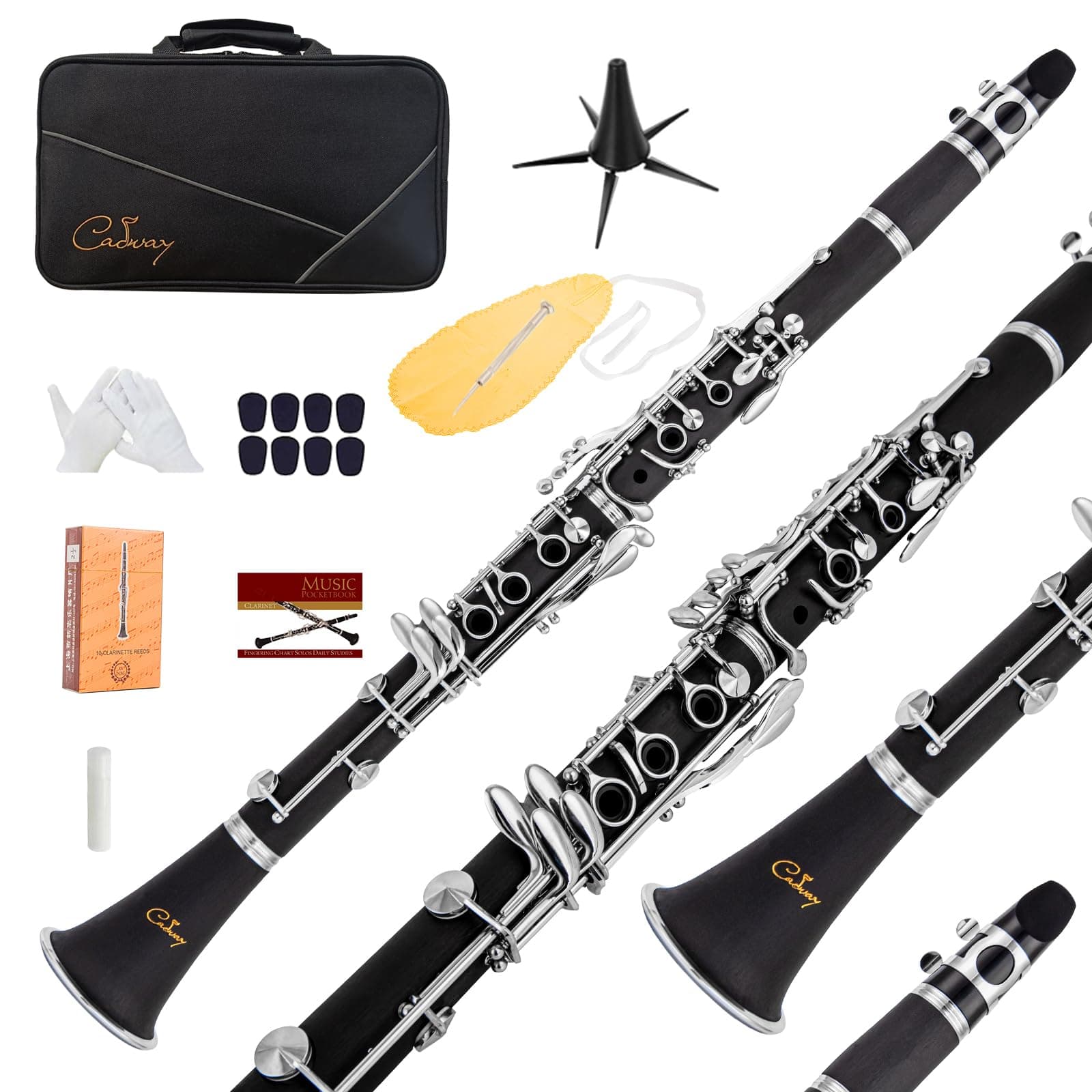 Bb Clarinet - Nickel Keys, Black, Includes Clarinet, Case, Stand