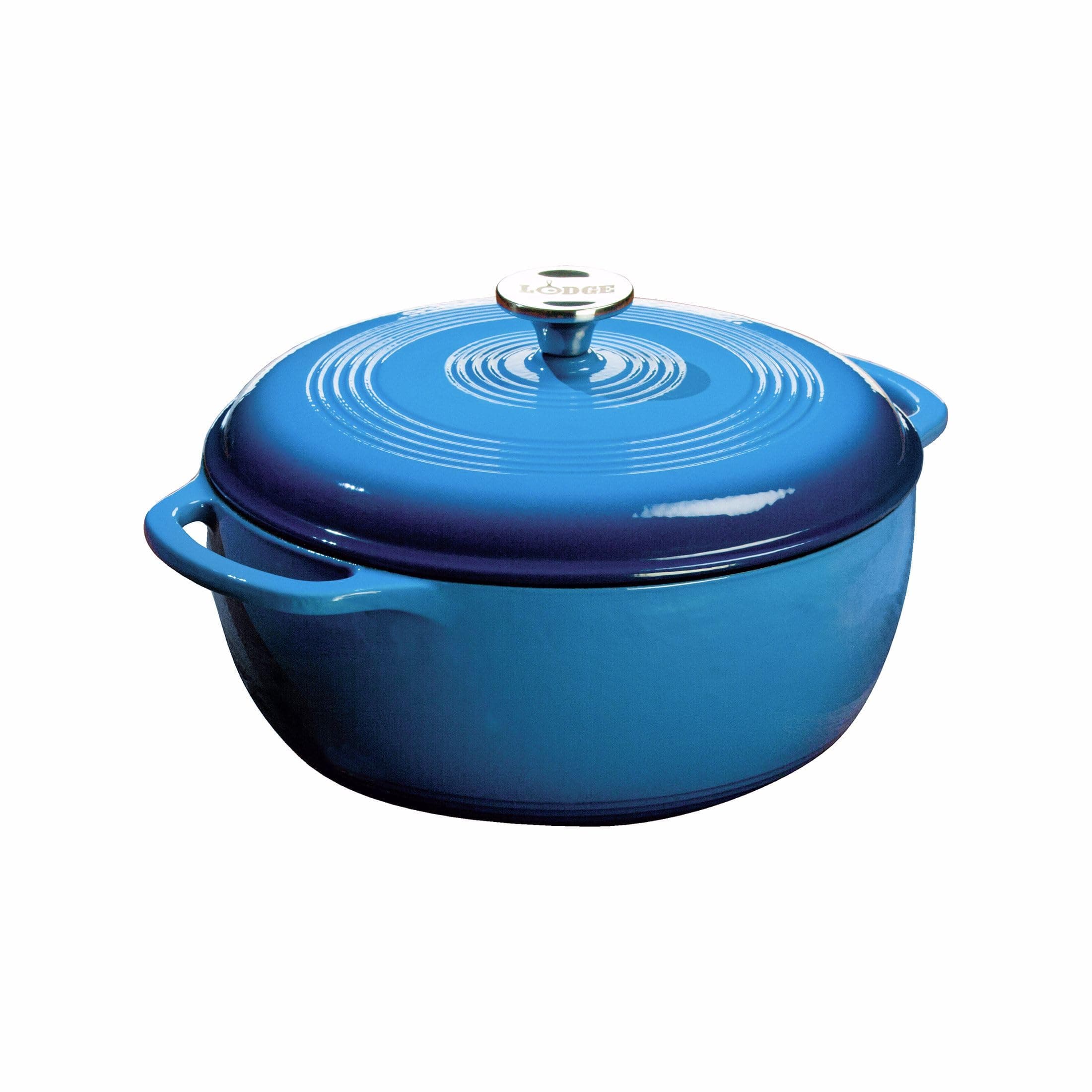 Lodge Essential Enamel Cast Iron Dutch Oven - Perfect for Bread Baking, Braising, Marinating & Slow Cooking - Features Moisture-Sealing Lid & Dual Handles - Kitchen Essentials - 6 Quarts - Caribbean Blue